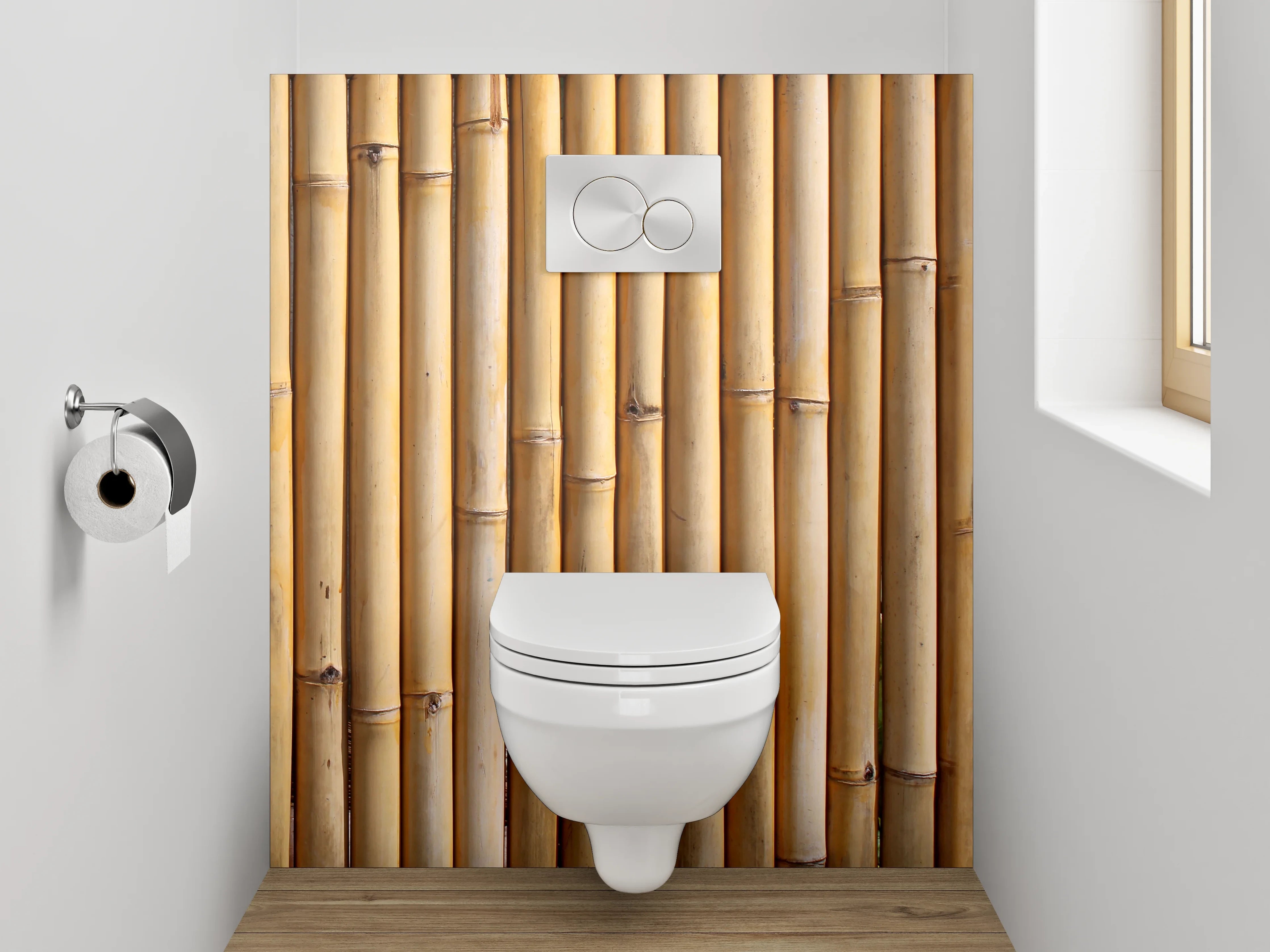 WC-Rückwand - Bambus Holzoptik Wandverkleidung
