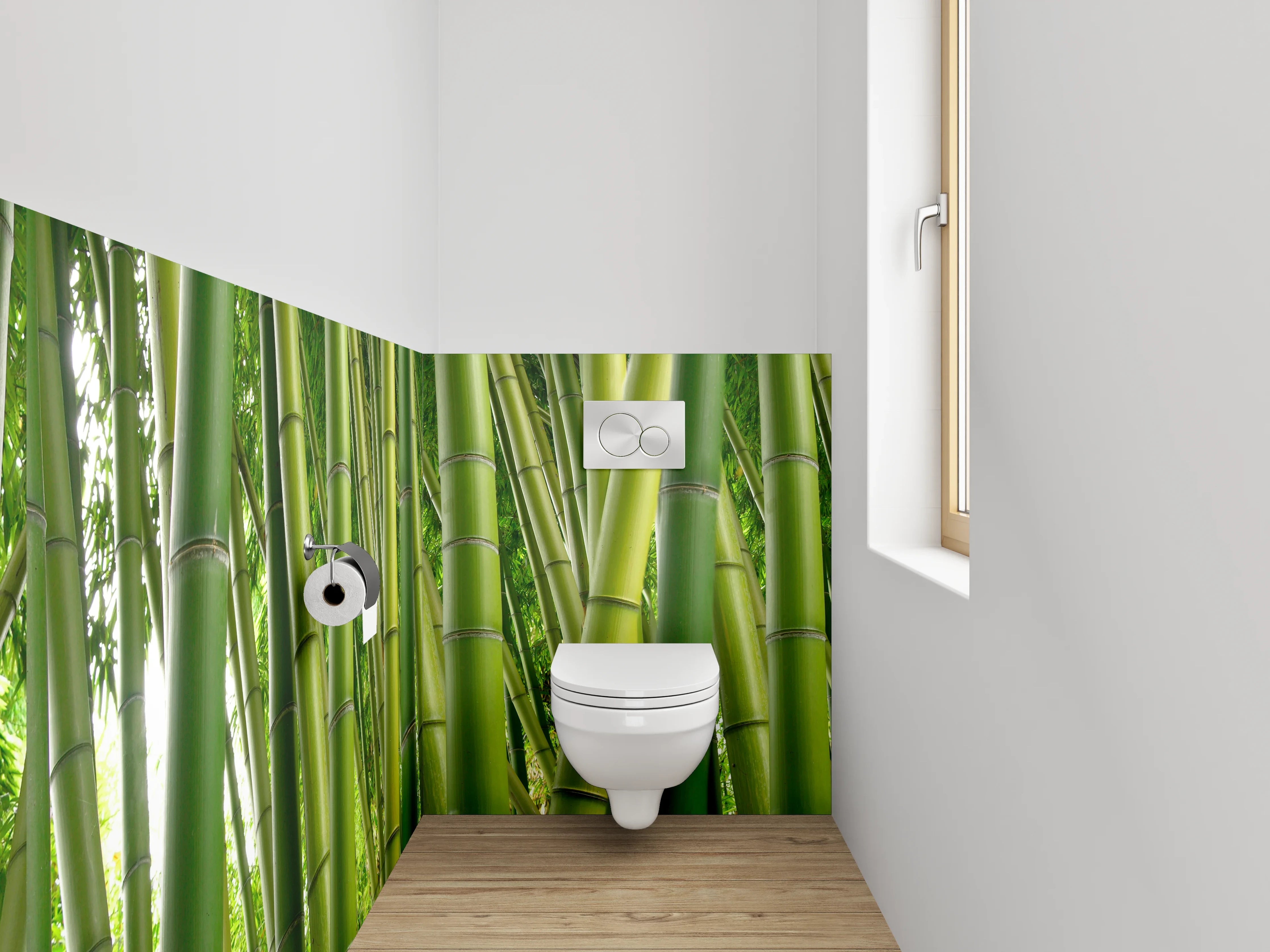 WC-Rückwand - Bambusgrüner Wald – Naturmotiv