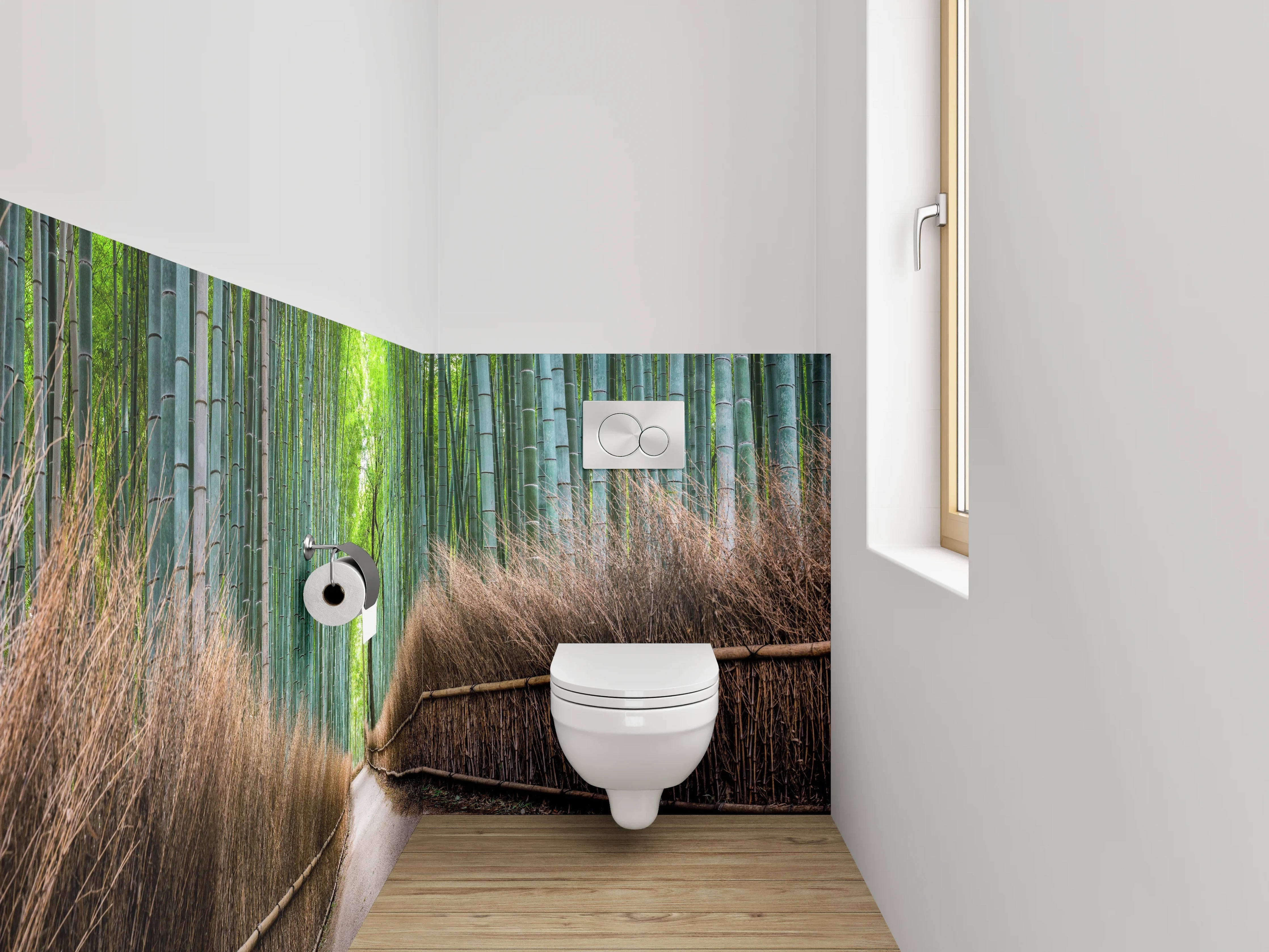 WC-Rückwand - Bambuswald Panorama Naturfoto