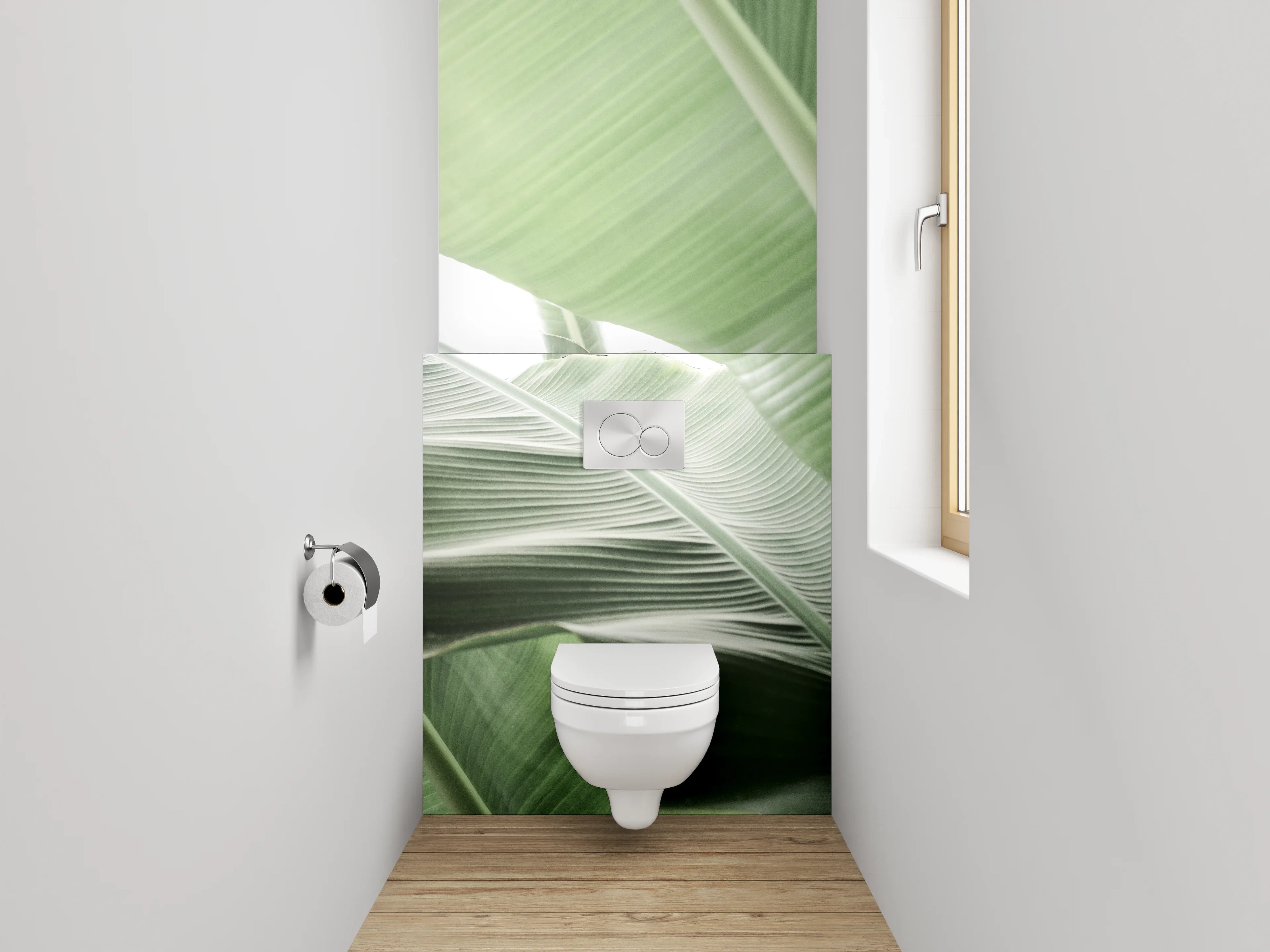 WC-Rückwand - Bananenblatt Struktur Naturgrün