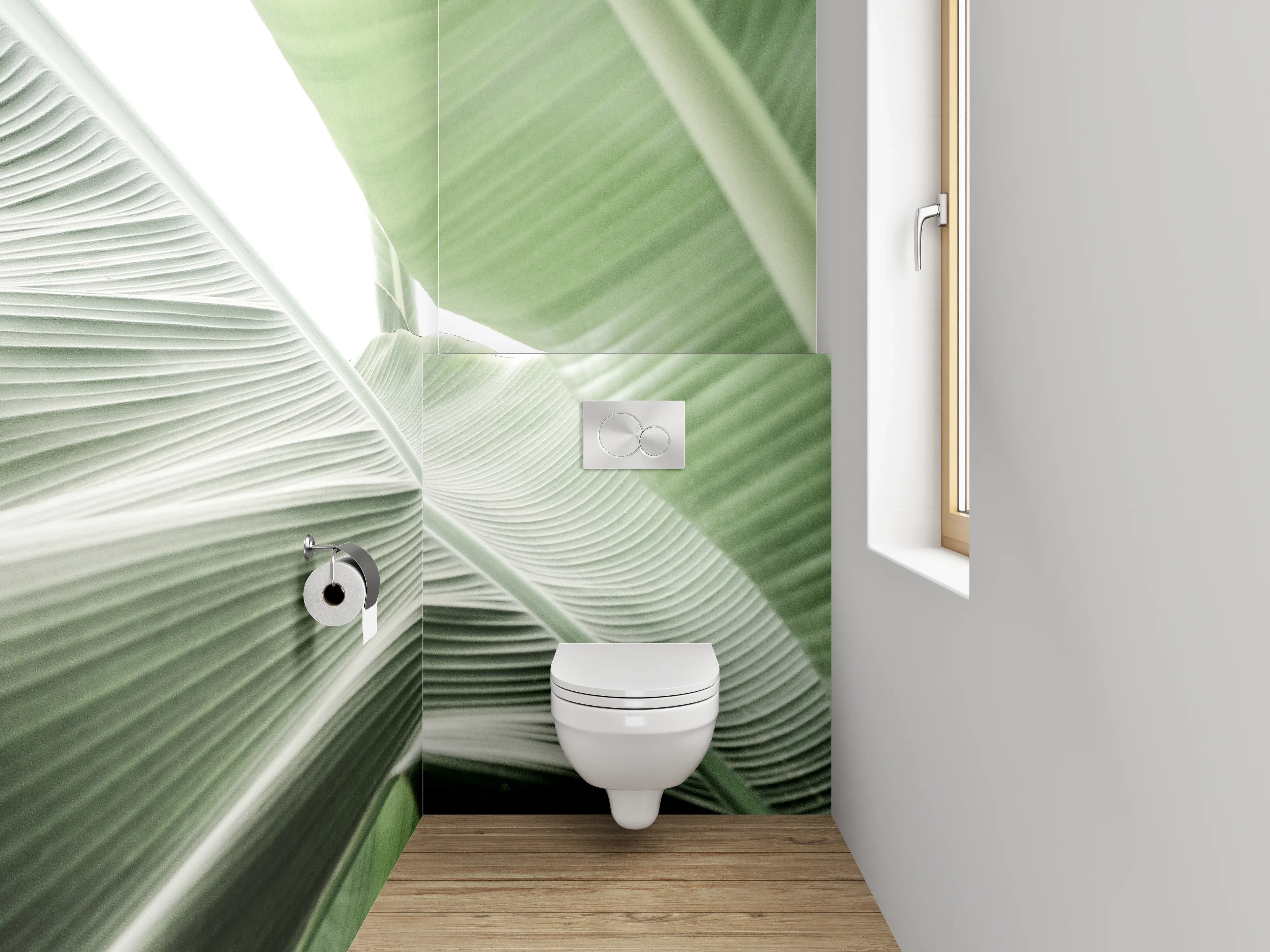 WC-Rückwand - Bananenblatt Struktur Naturgrün