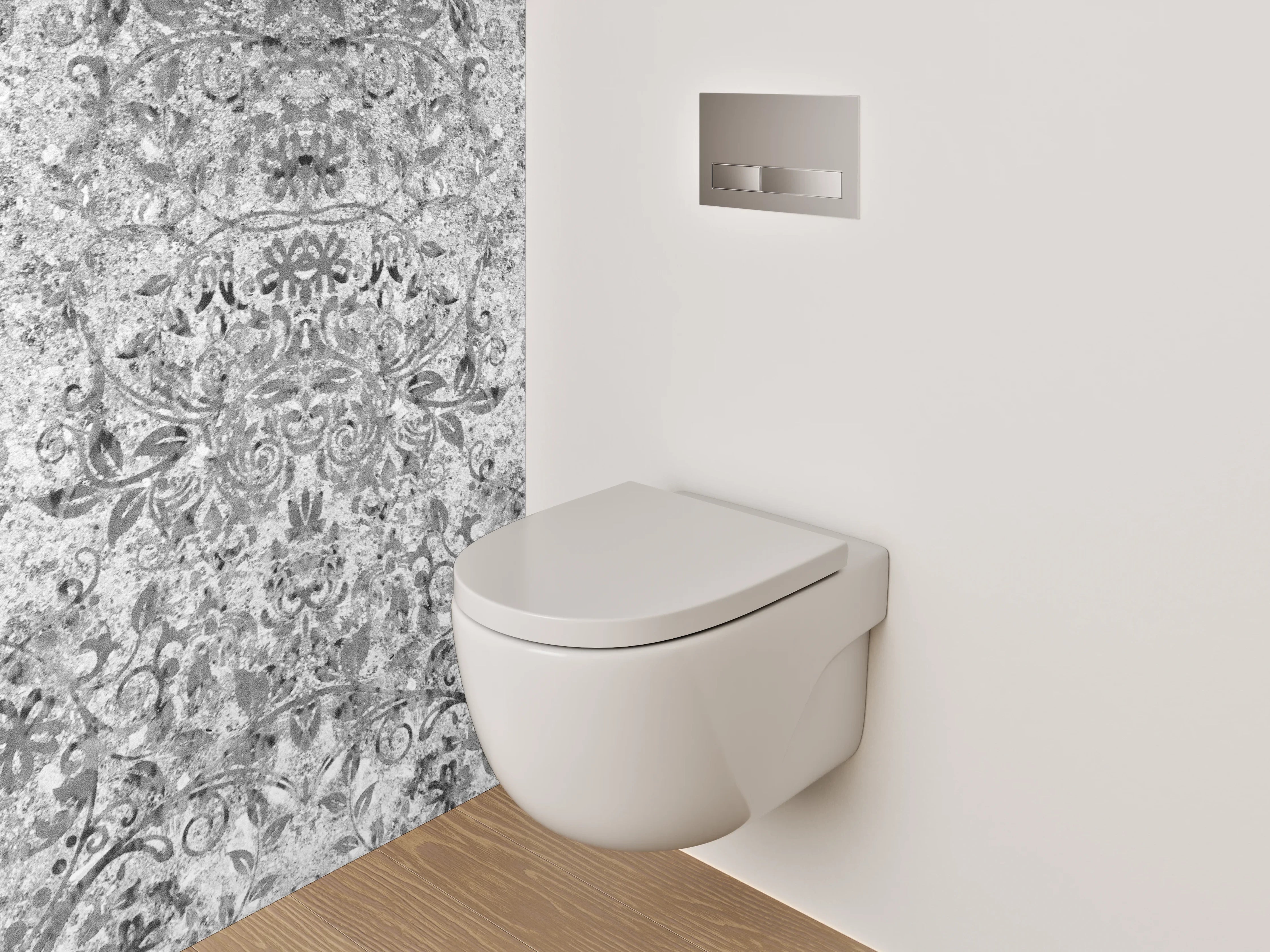 WC-Rückwand - Barock Ornamente Schwarz-Weiß