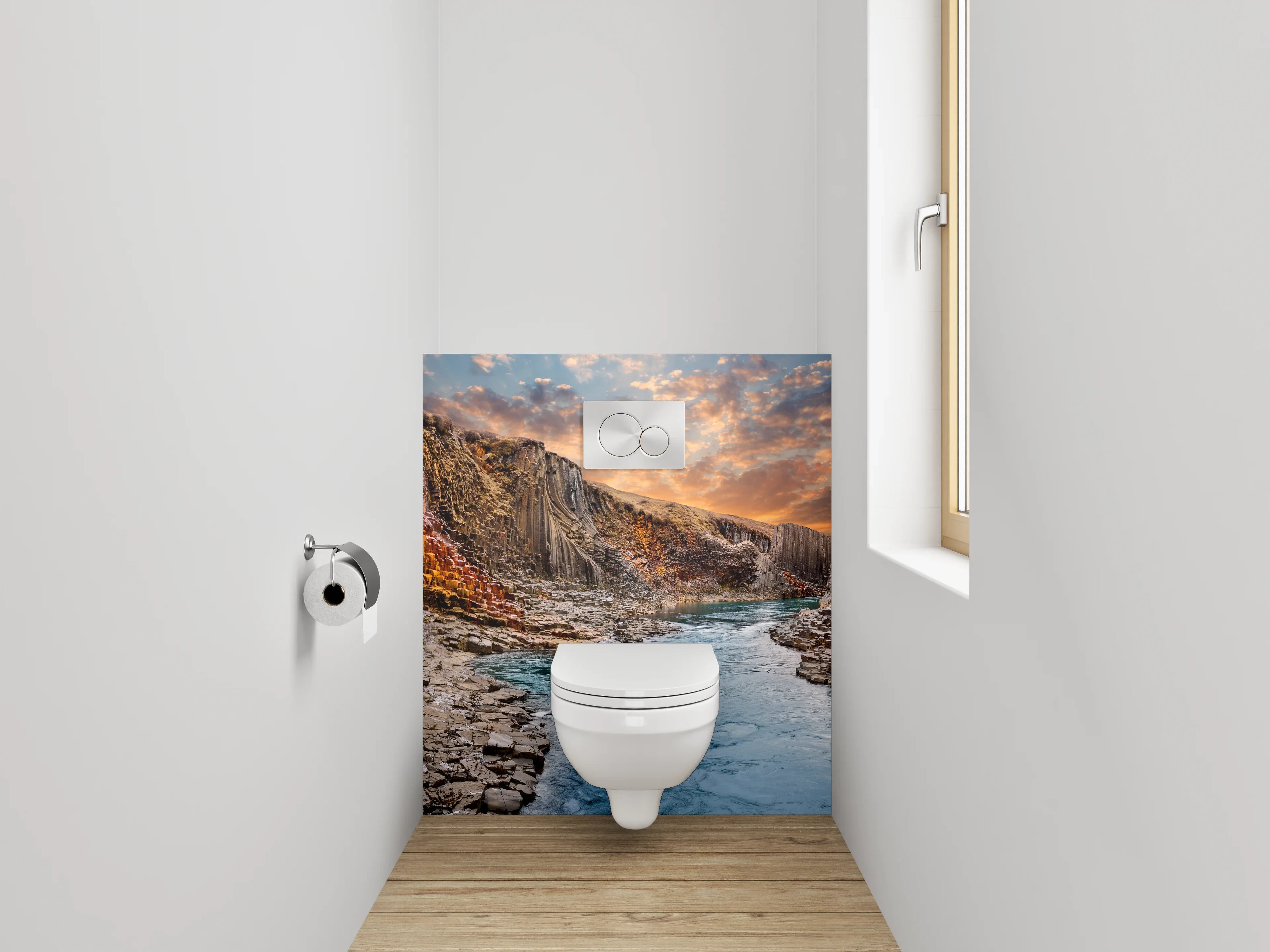 WC-Rückwand - Basalt-Canyon am Wasserlauf