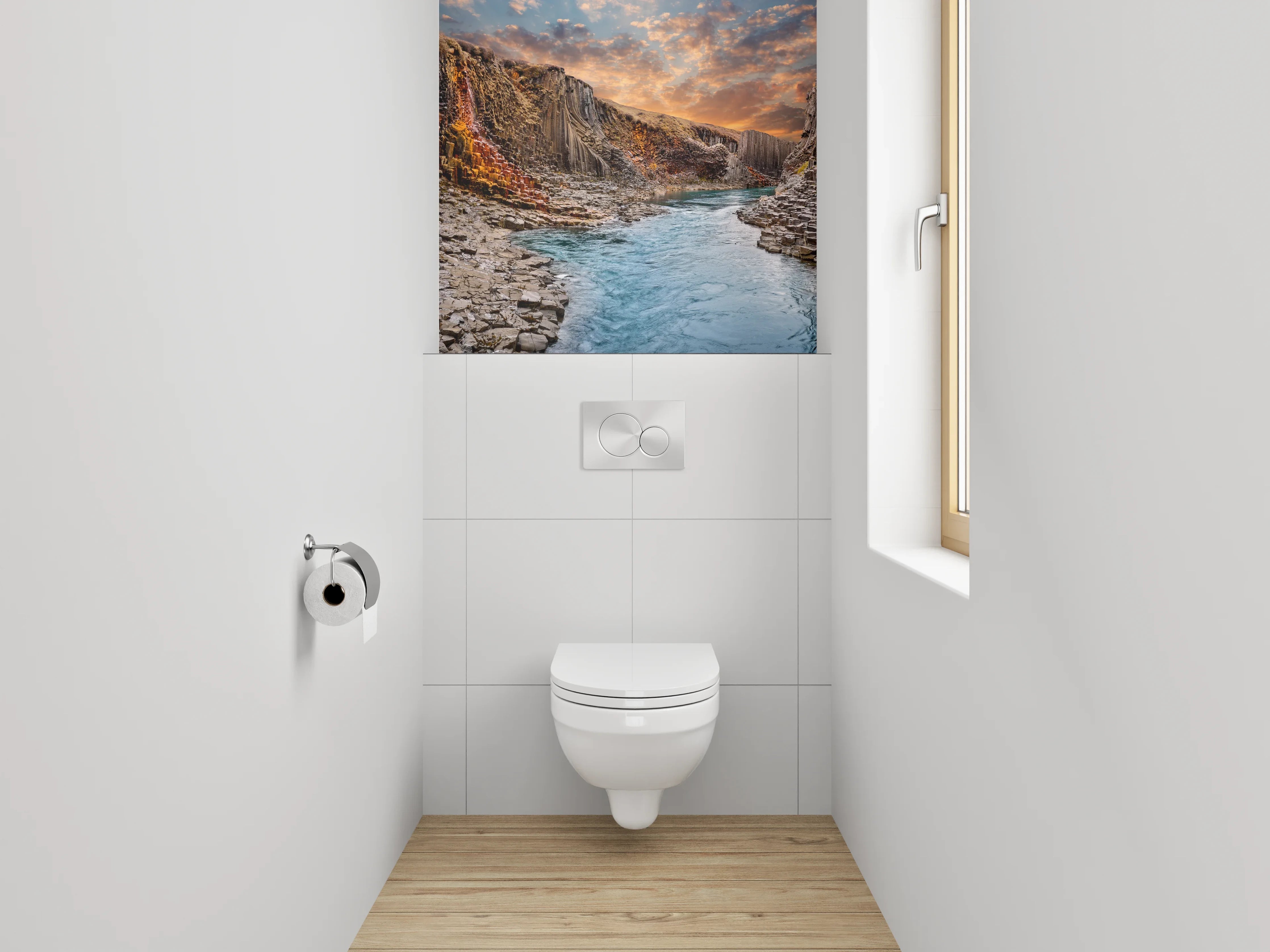 WC-Rückwand - Basalt-Canyon am Wasserlauf