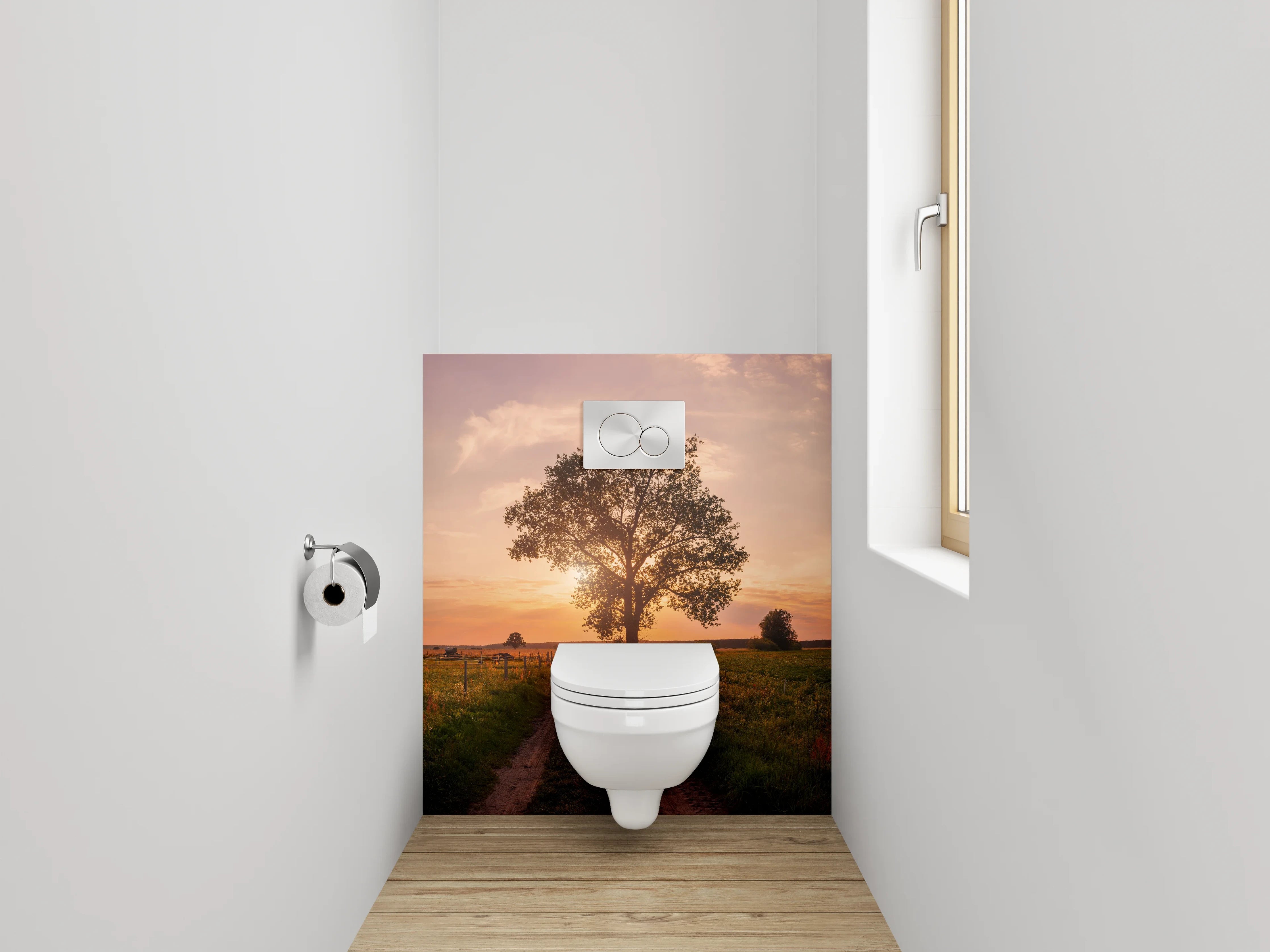 WC-Rückwand - Baumallee im Sonnenuntergang – Landschaft