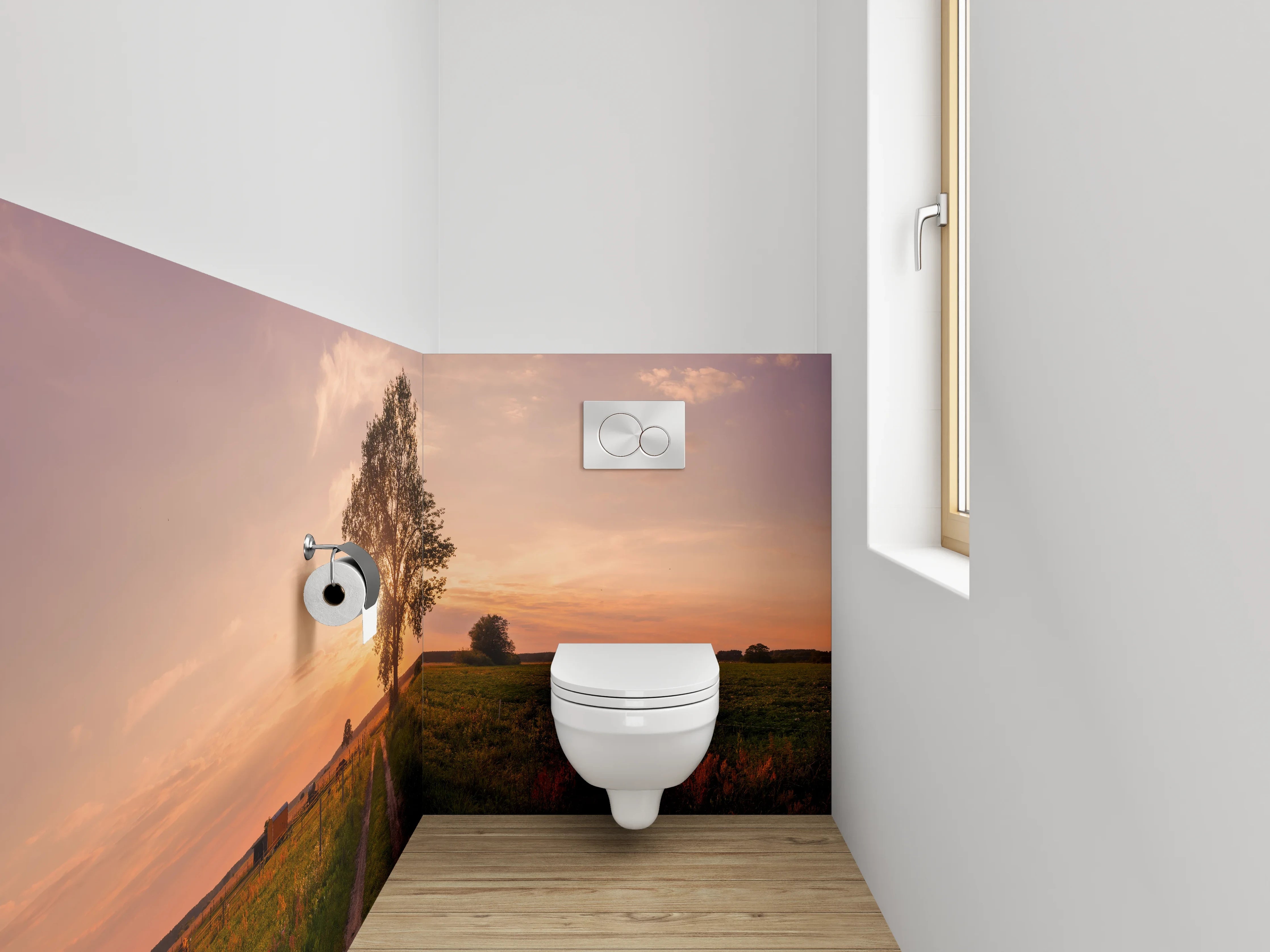 WC-Rückwand - Baumallee im Sonnenuntergang – Landschaft