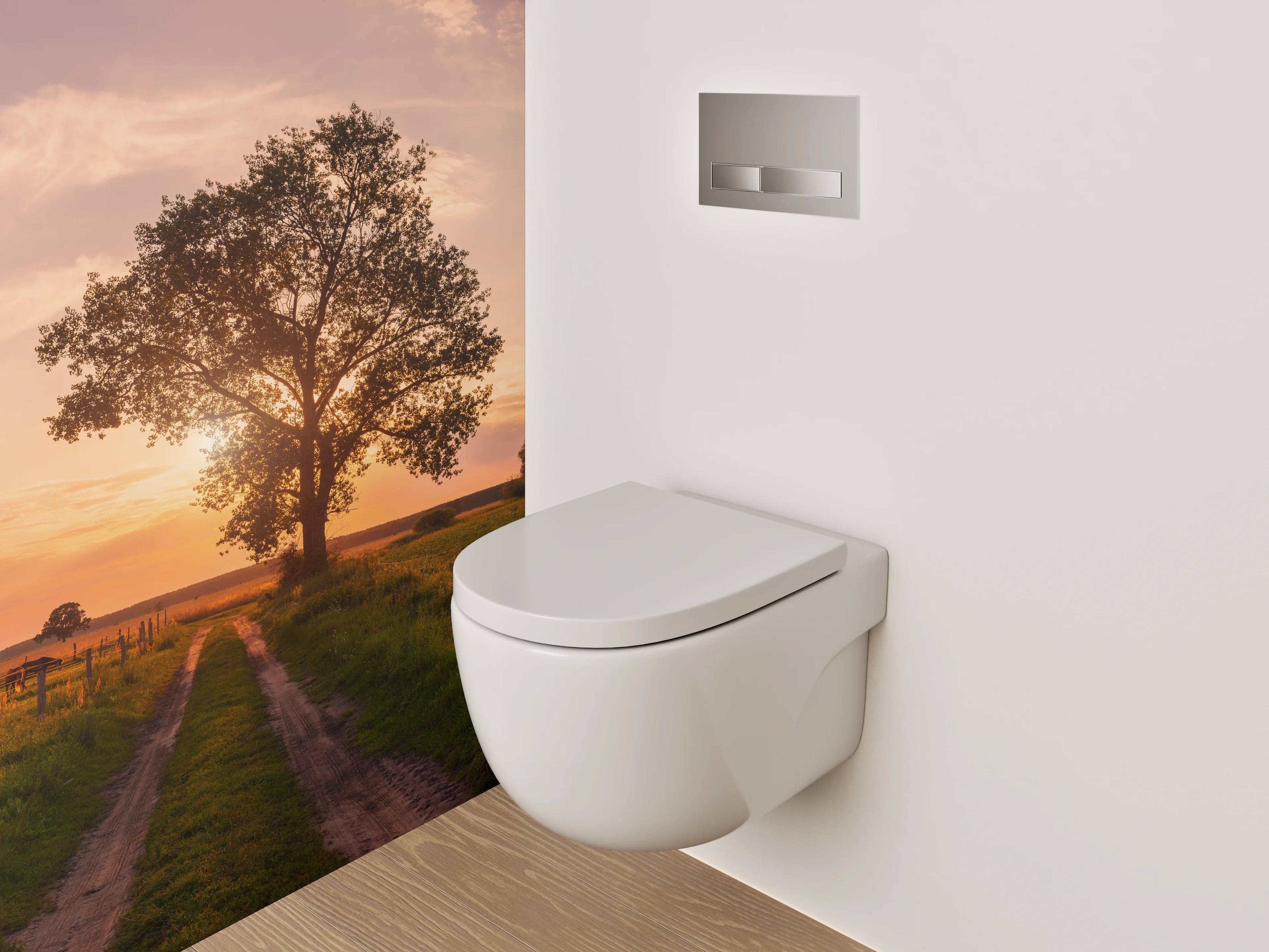WC-Rückwand - Baumallee im Sonnenuntergang – Landschaft