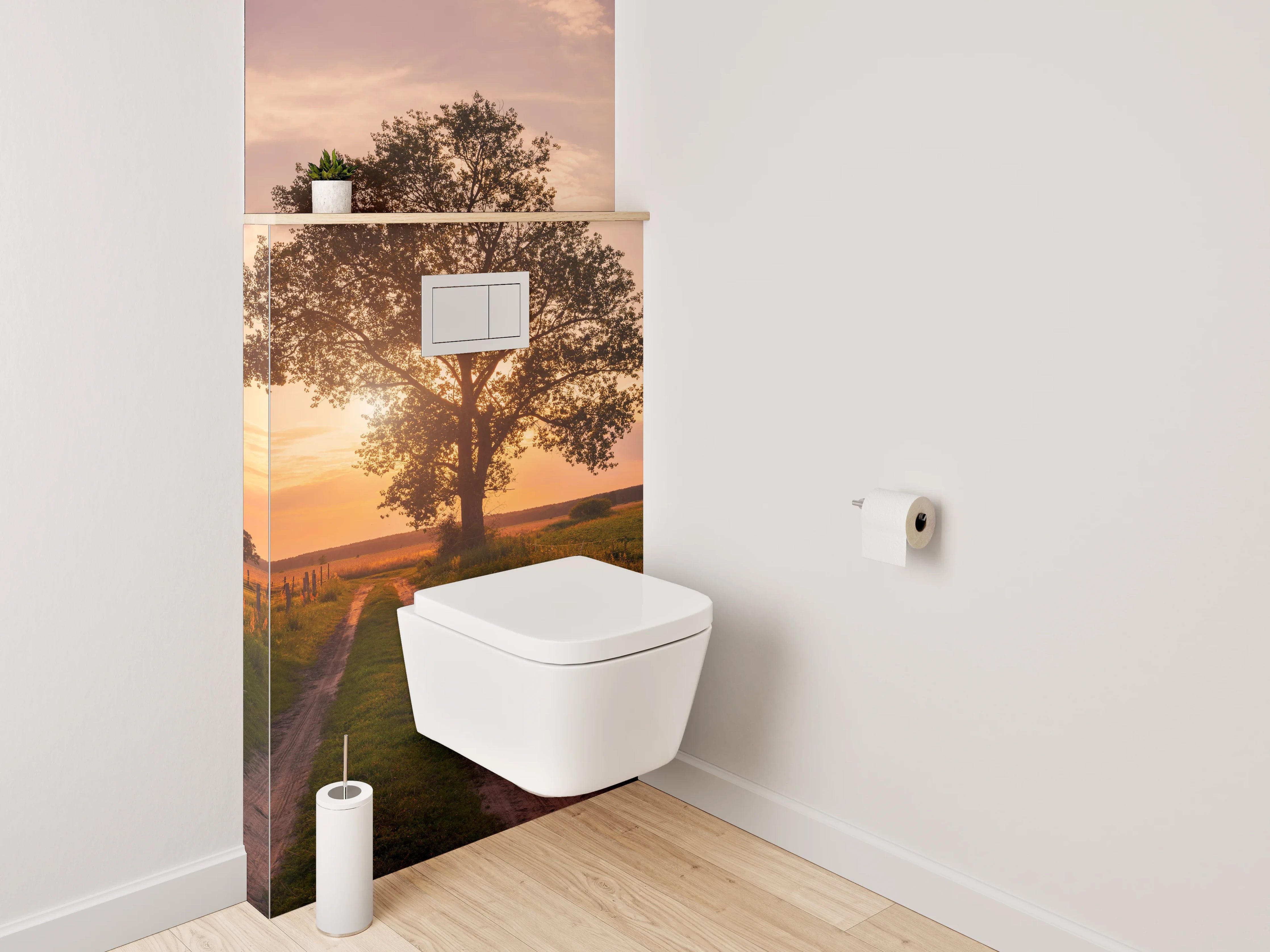 WC-Rückwand - Baumallee im Sonnenuntergang – Landschaft