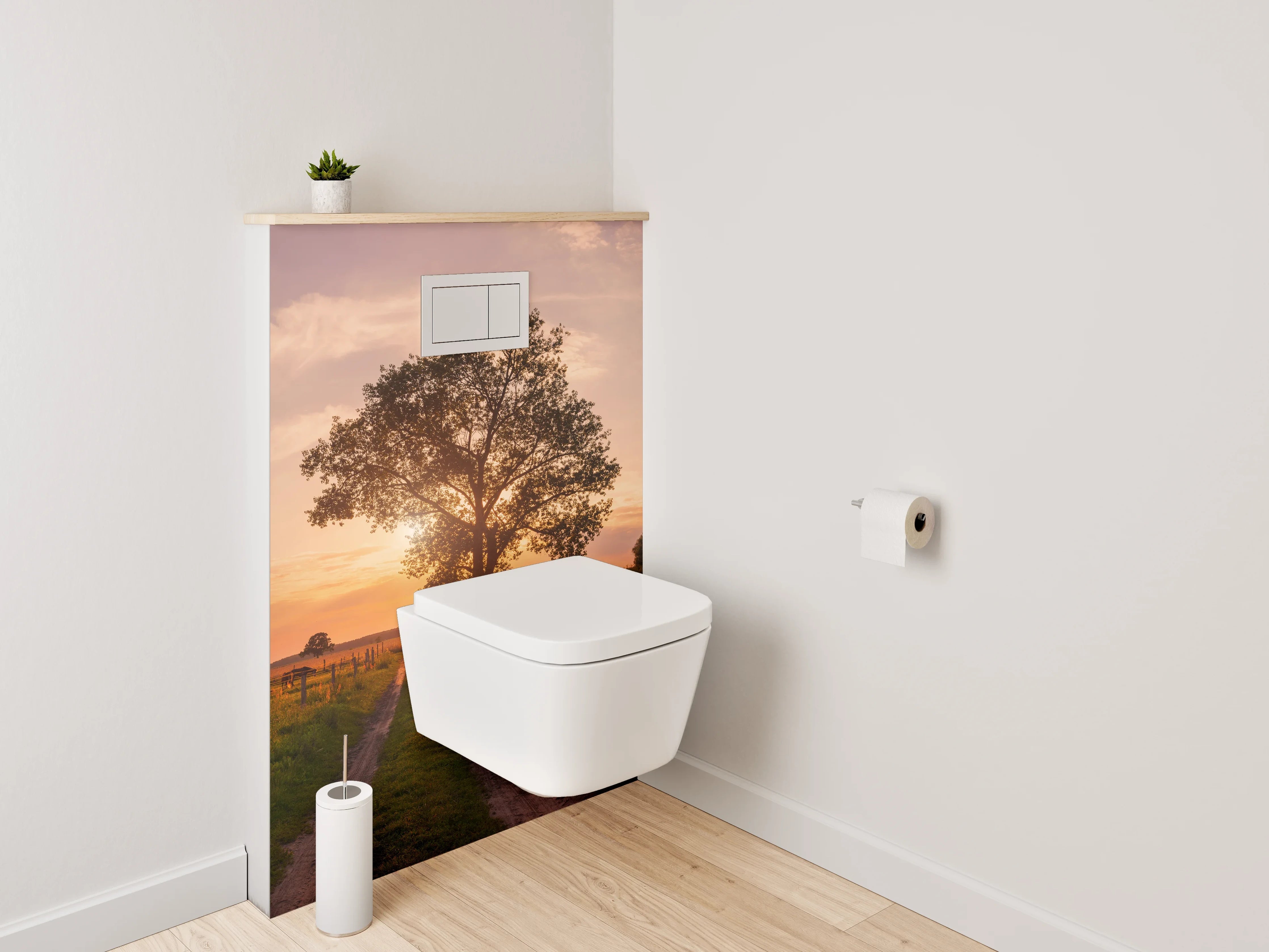 WC-Rückwand - Baumallee im Sonnenuntergang – Landschaft