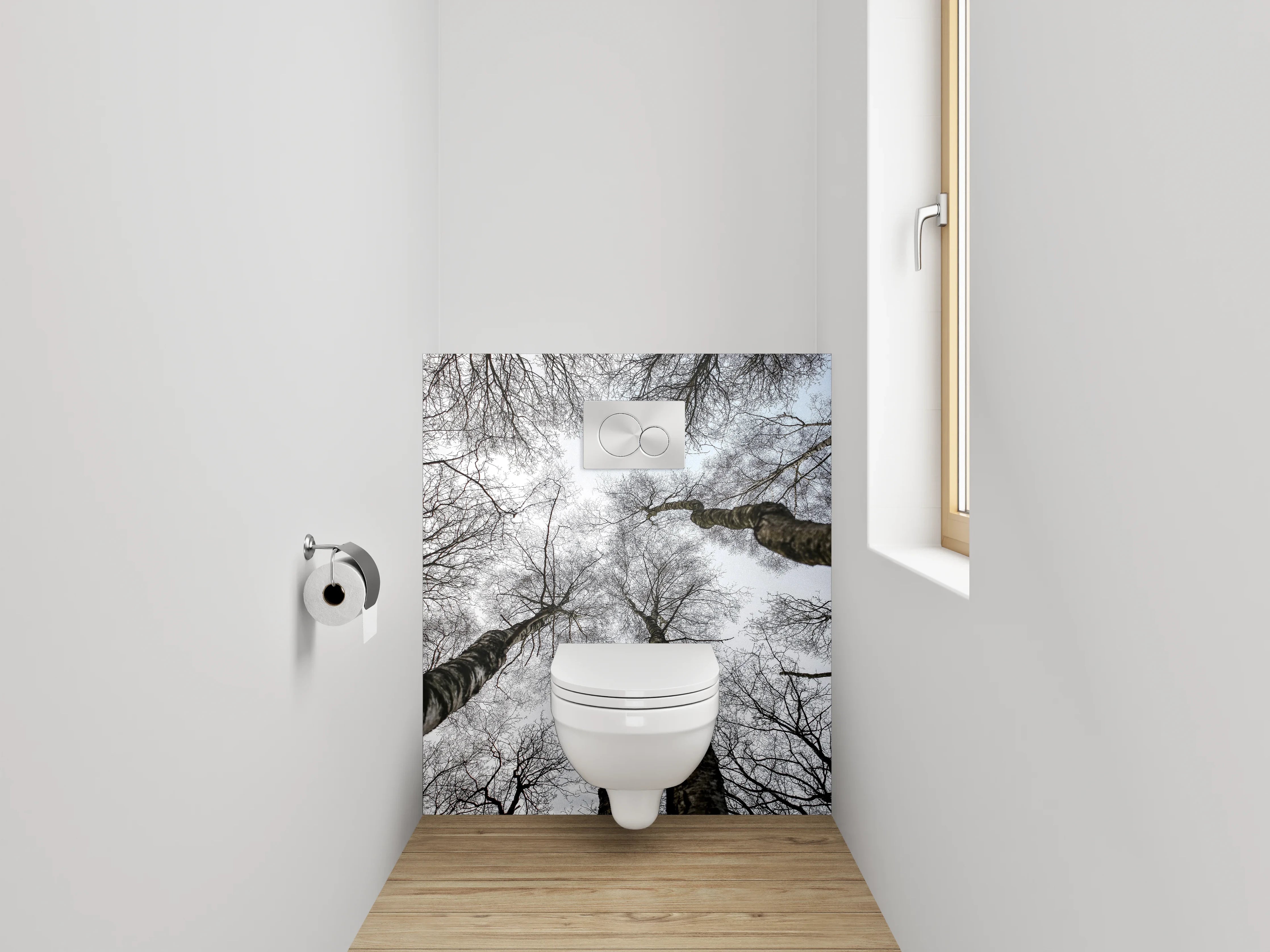 WC-Rückwand - Baumkronen Schwarz-Weiß Fotografie