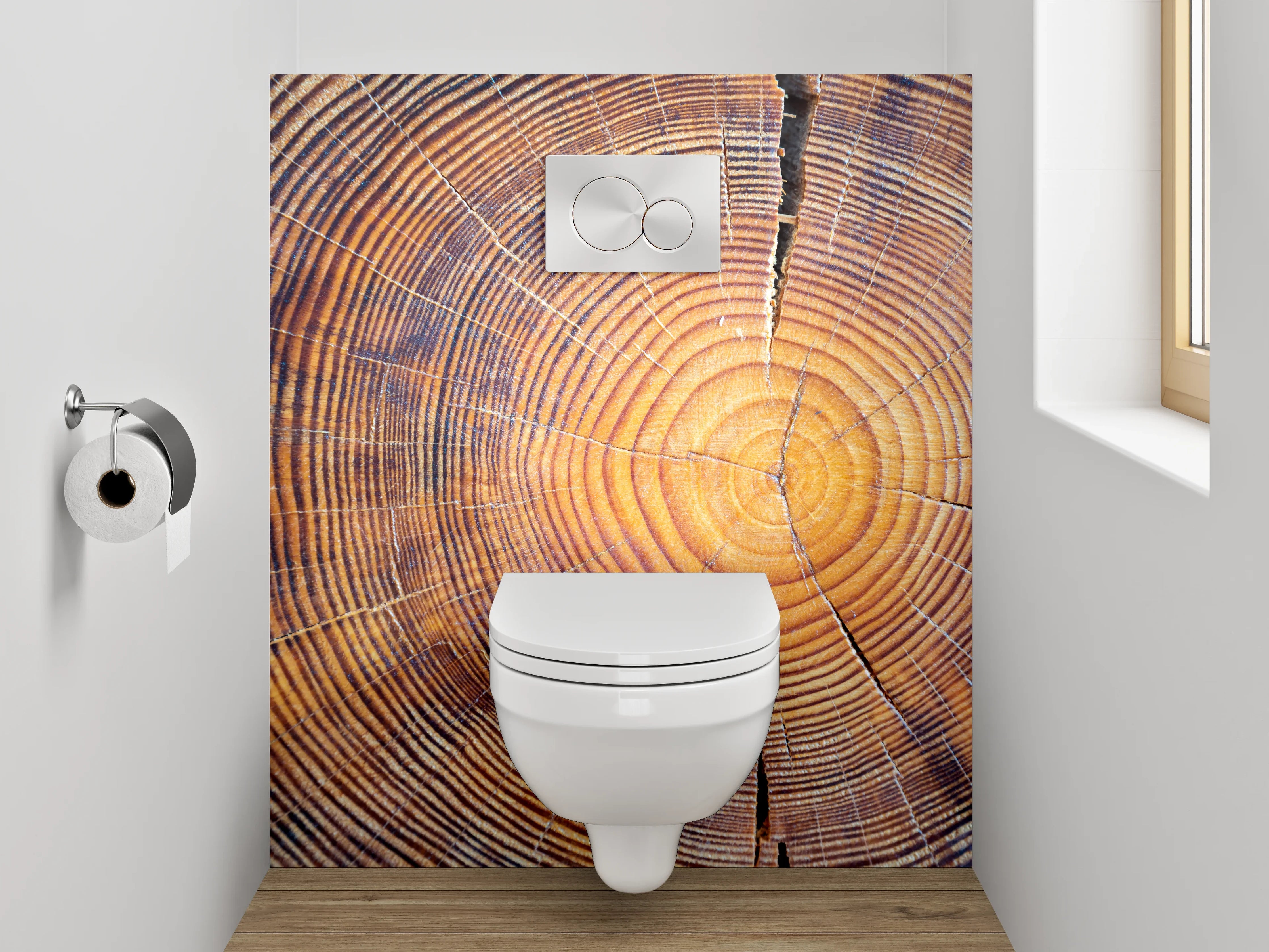 WC-Rückwand - Baumringe Natur Holzstruktur Muster