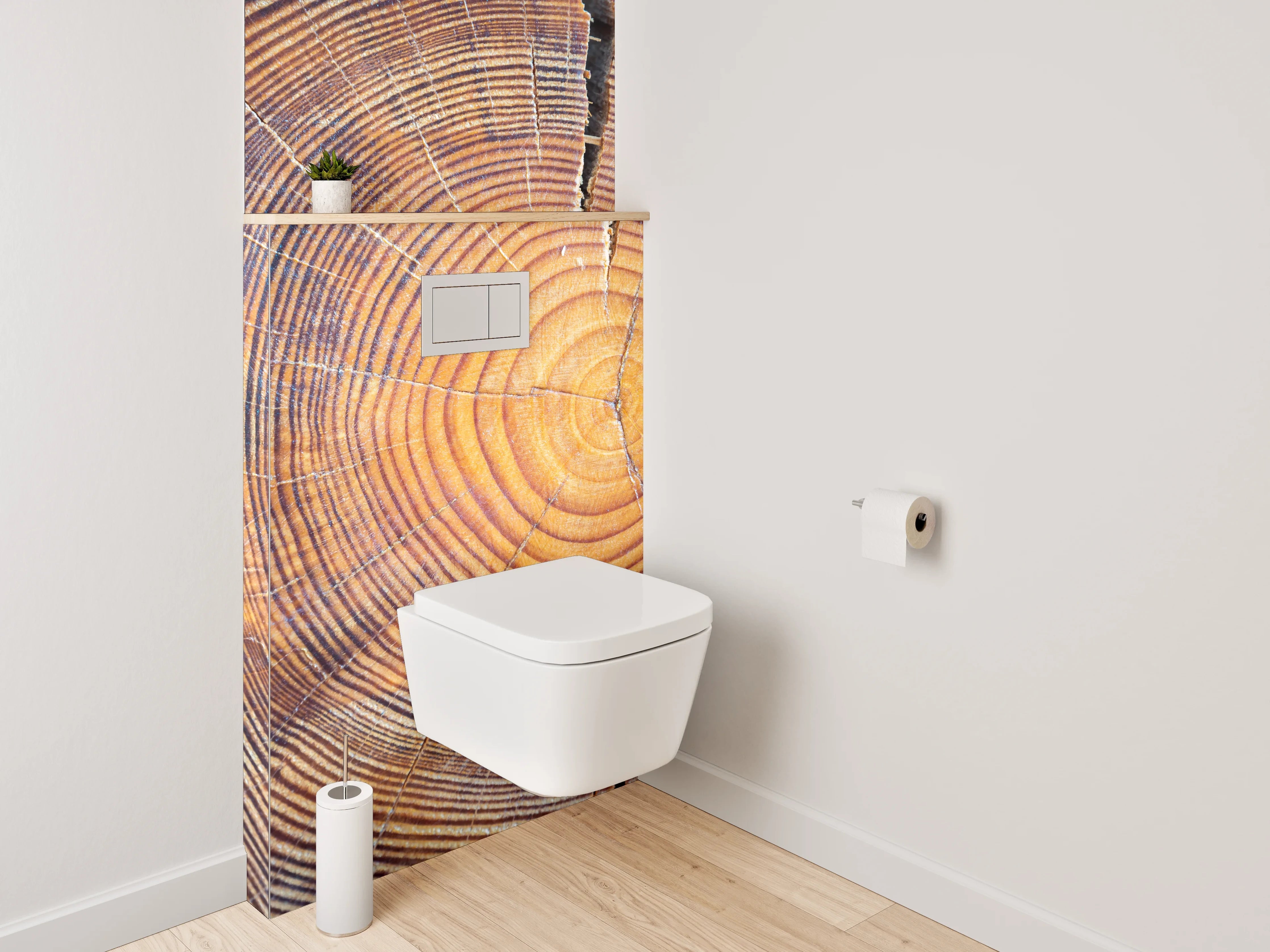 WC-Rückwand - Baumringe Natur Holzstruktur Muster