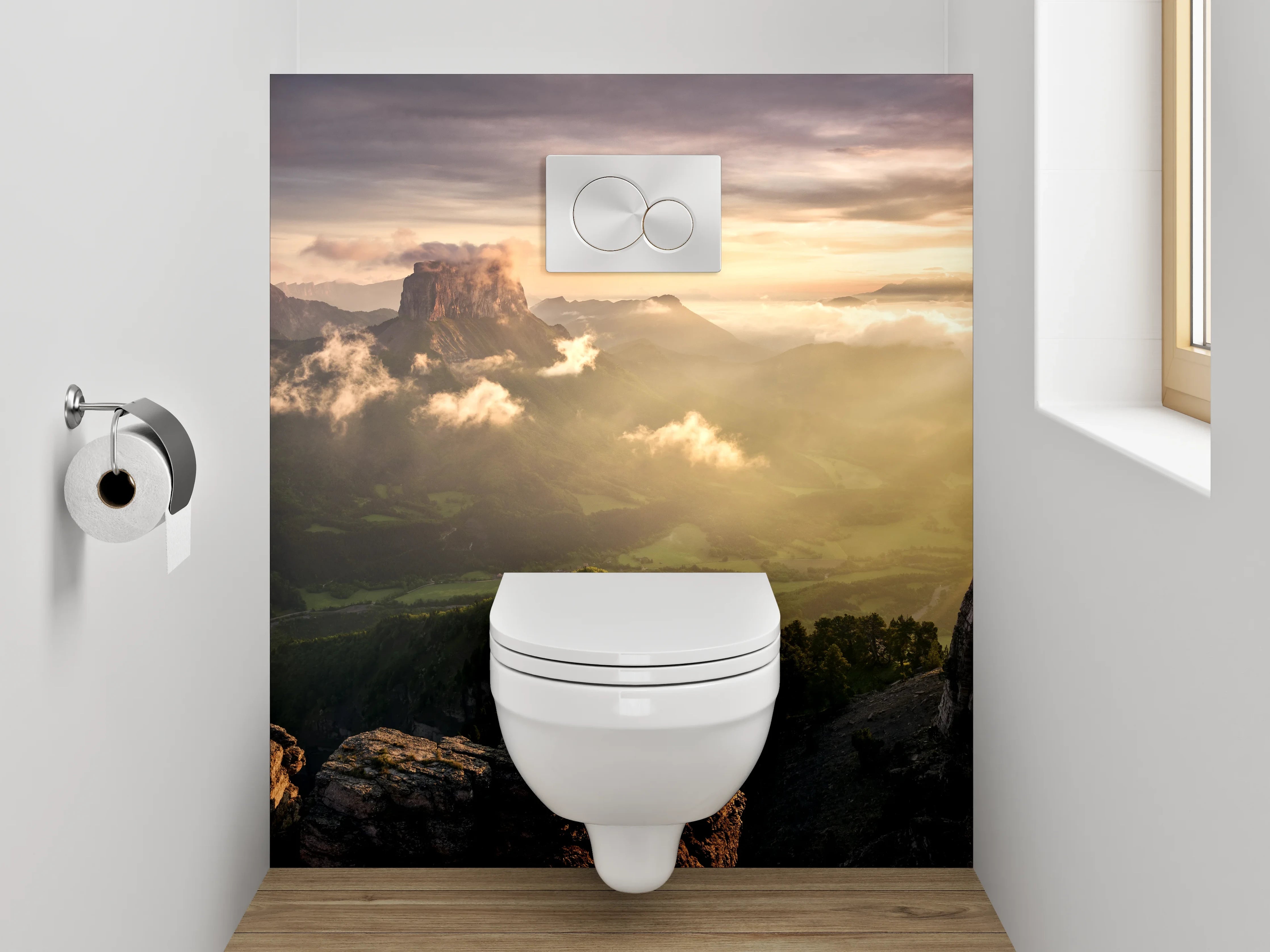 WC-Rückwand - Beeindruckende Berglandschaft Sonnenuntergang