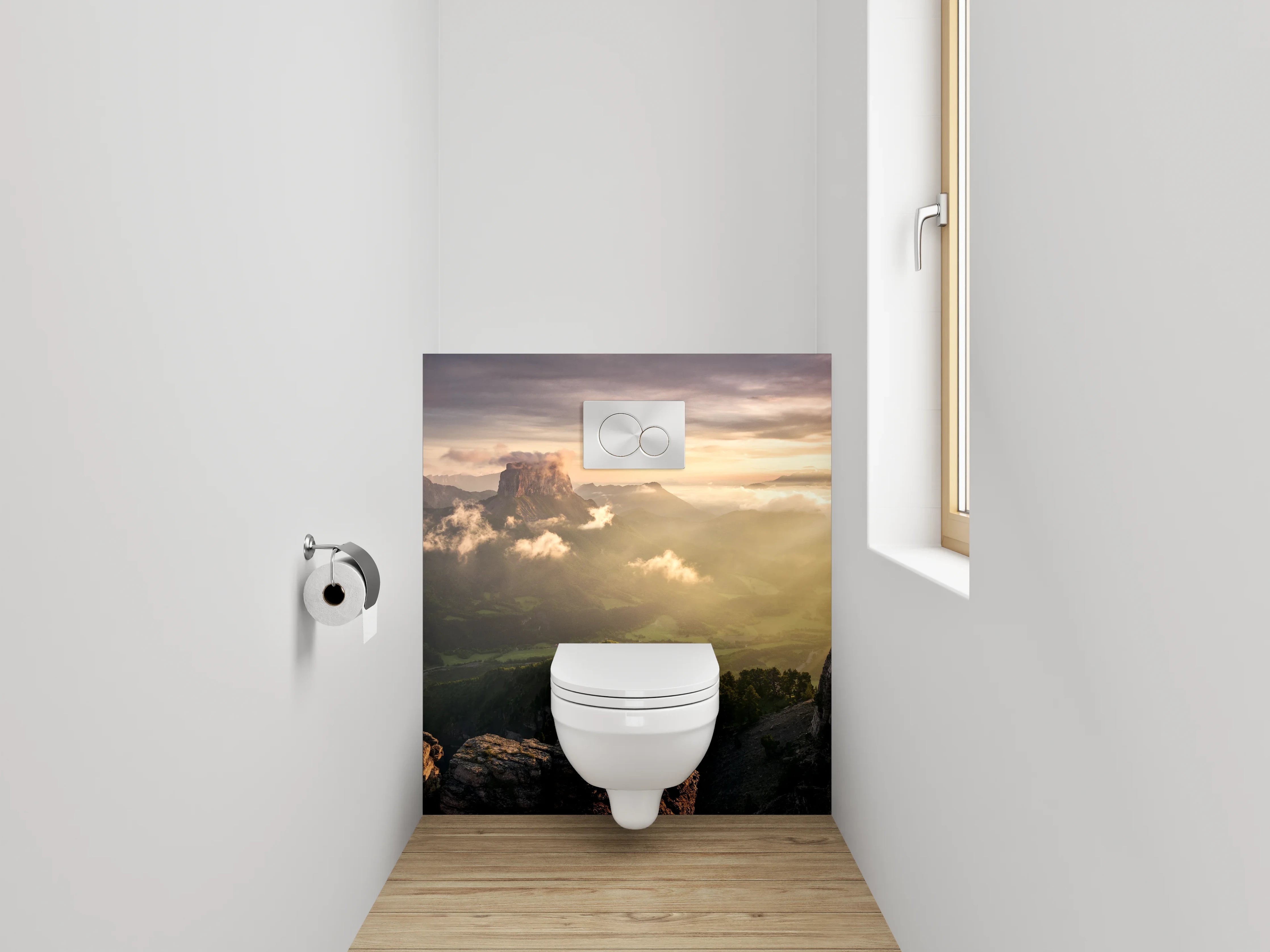 WC-Rückwand - Beeindruckende Berglandschaft Sonnenuntergang