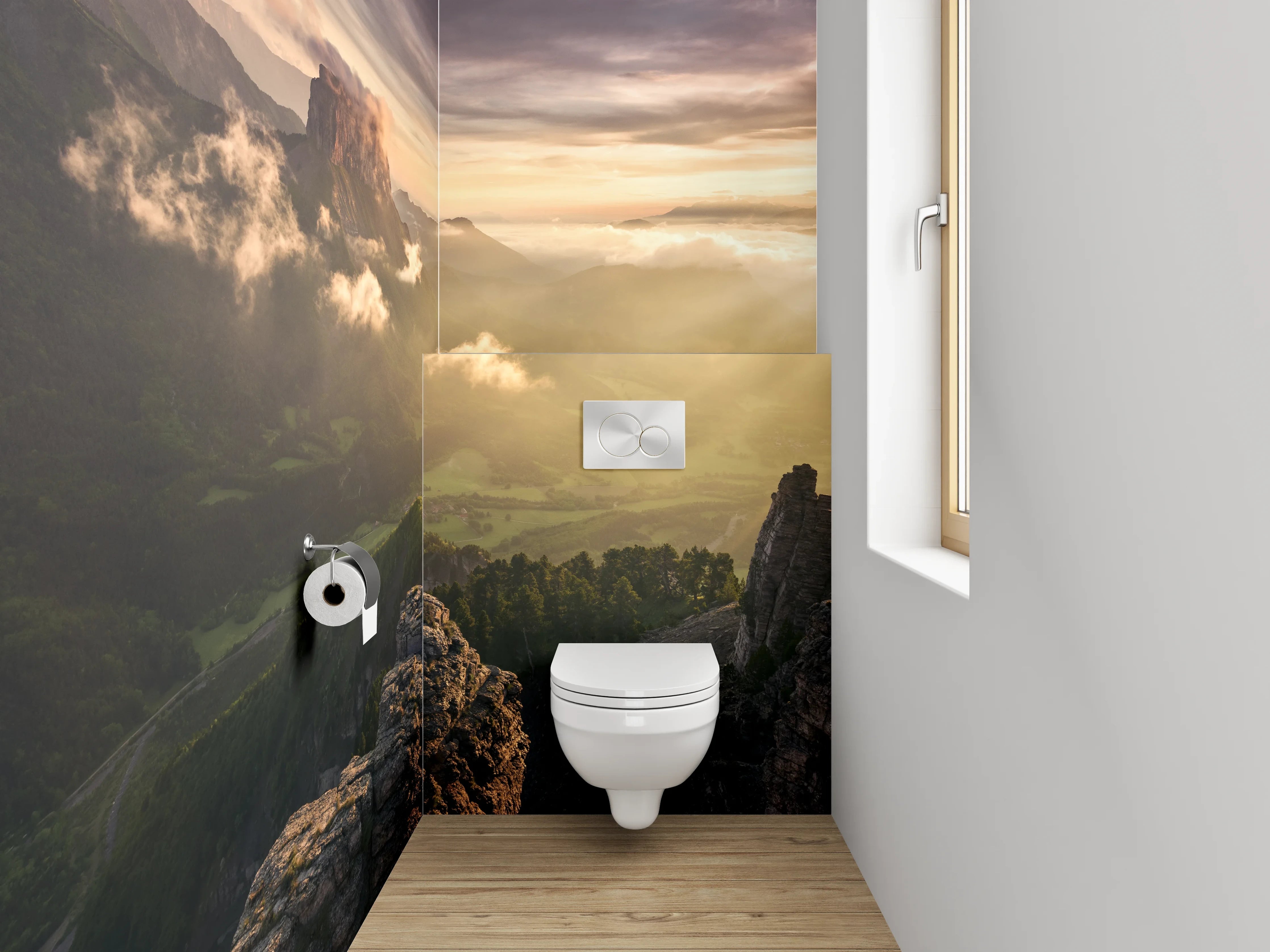 WC-Rückwand - Beeindruckende Berglandschaft Sonnenuntergang