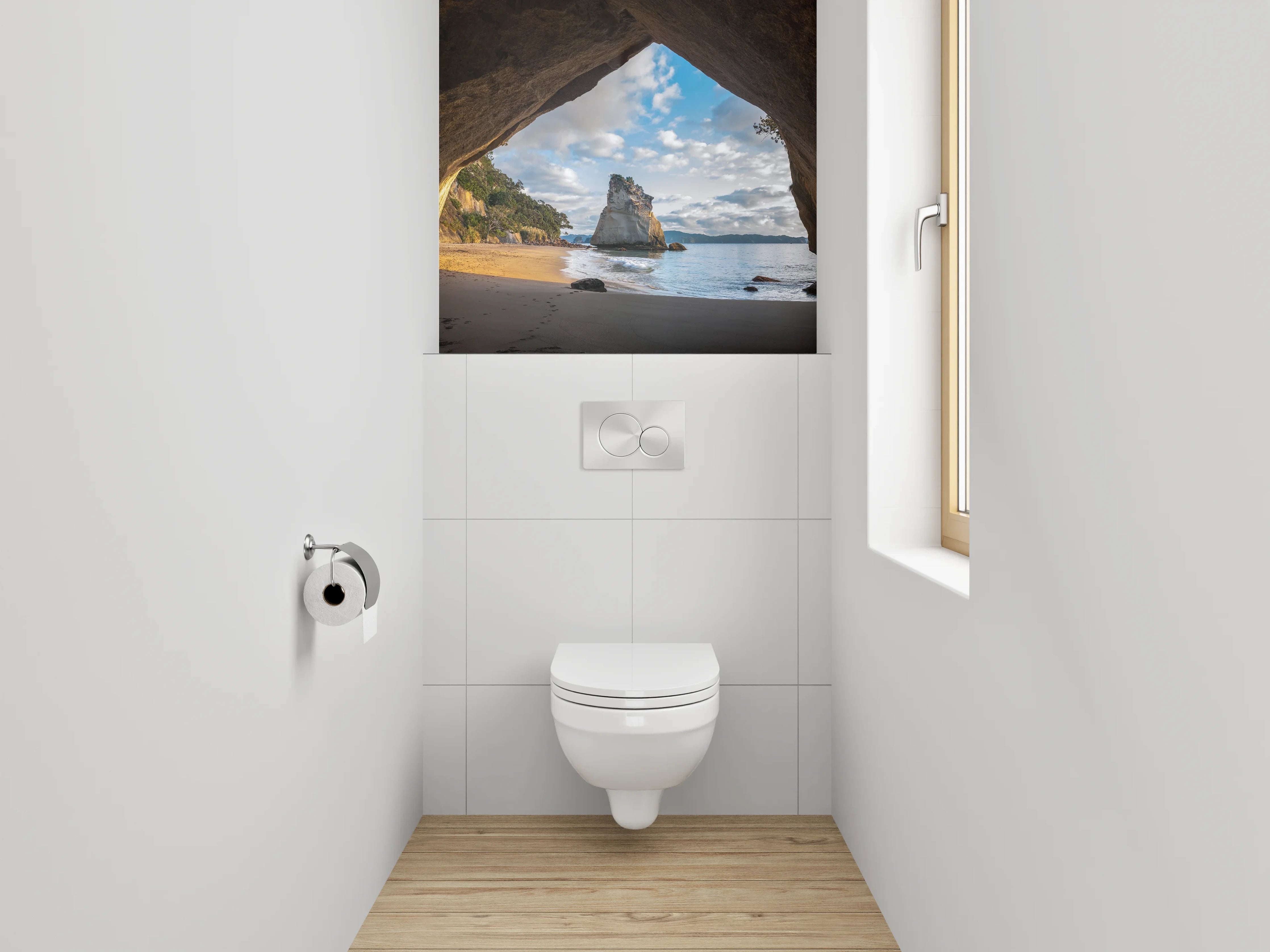 WC-Rückwand - Beeindruckende Meeresbucht Naturfels Höhle