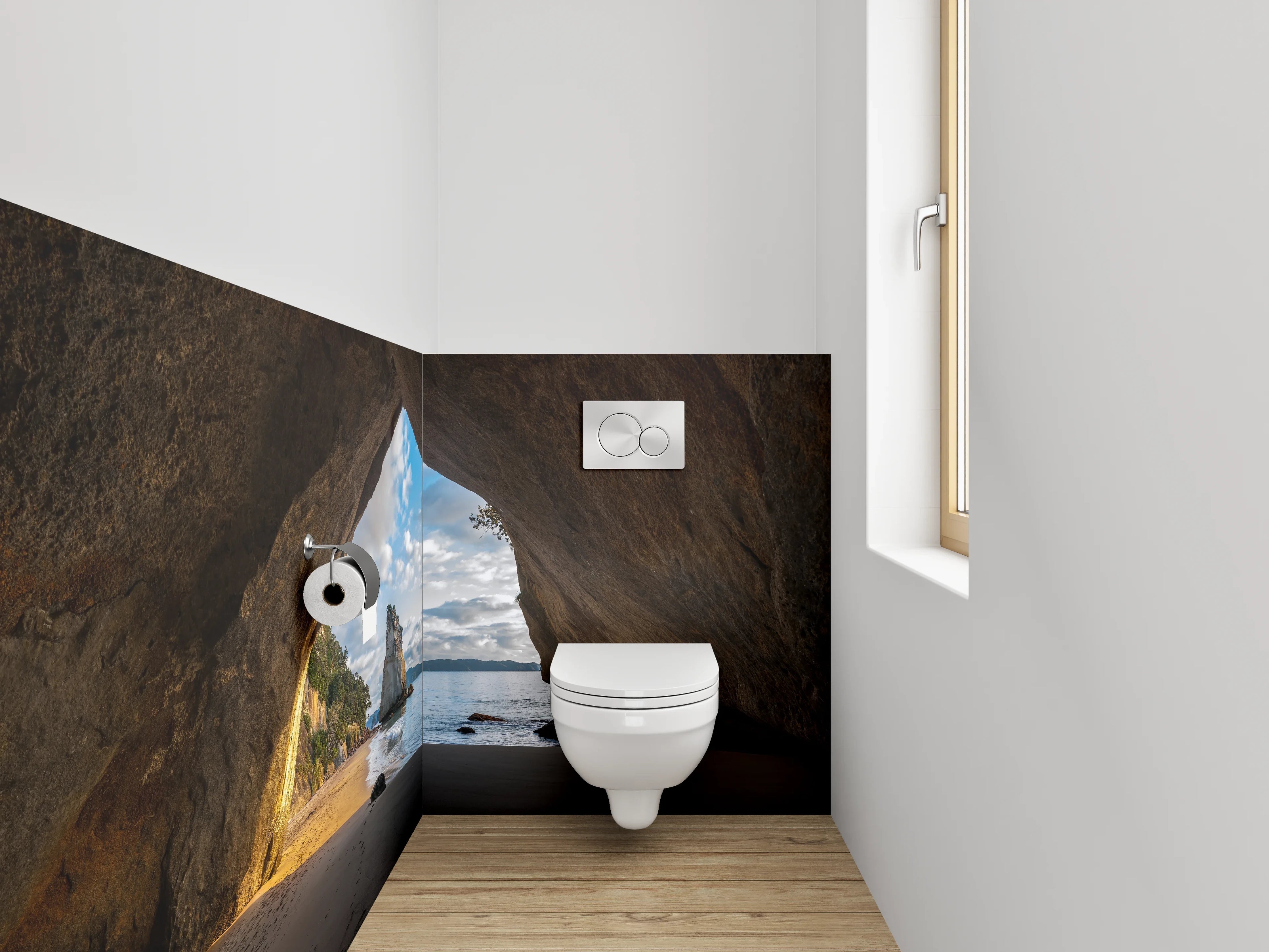 WC-Rückwand - Beeindruckende Meeresbucht Naturfels Höhle