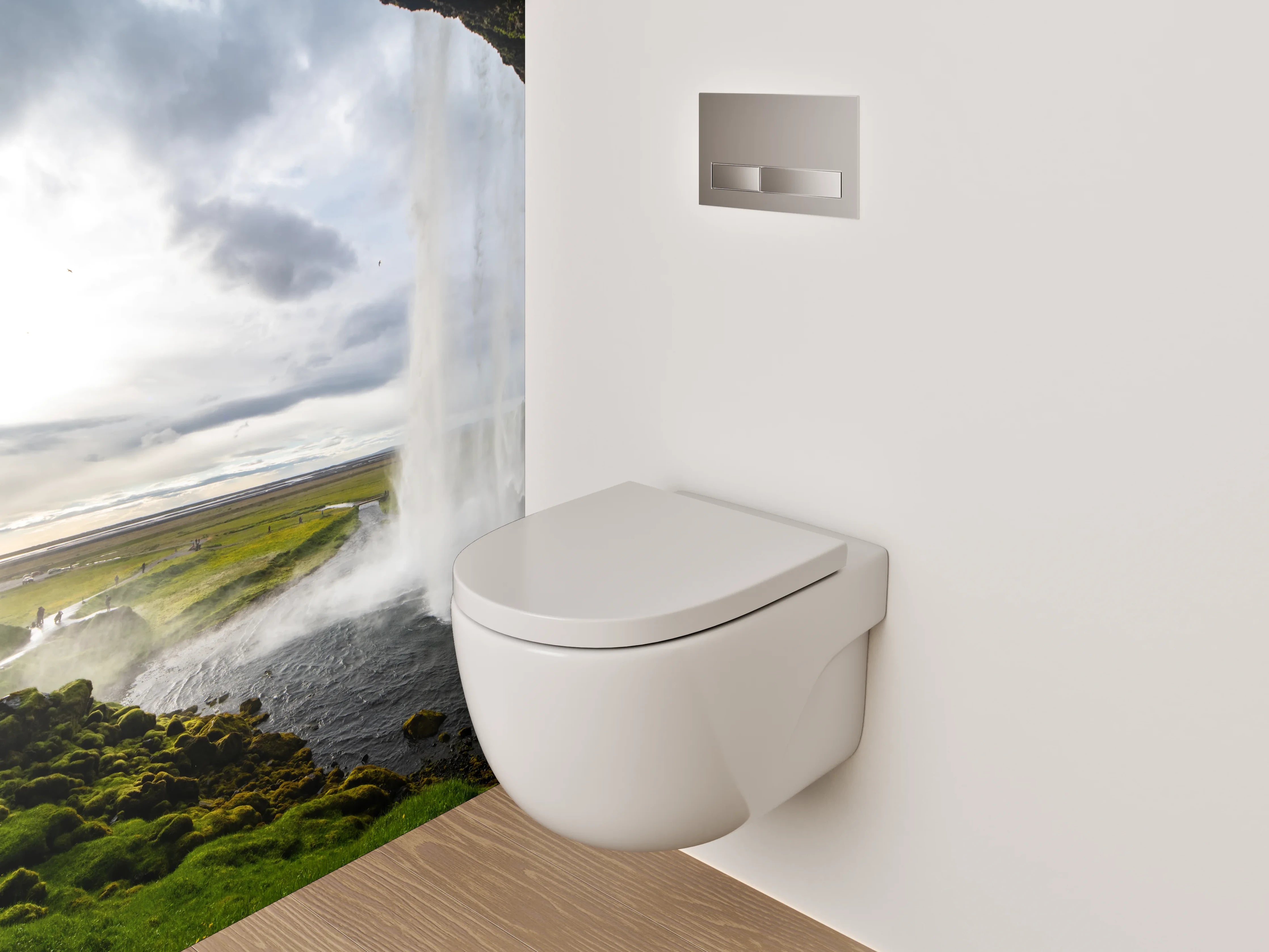 WC-Rückwand - Beeindruckender Wasserfall Island Naturpanorama