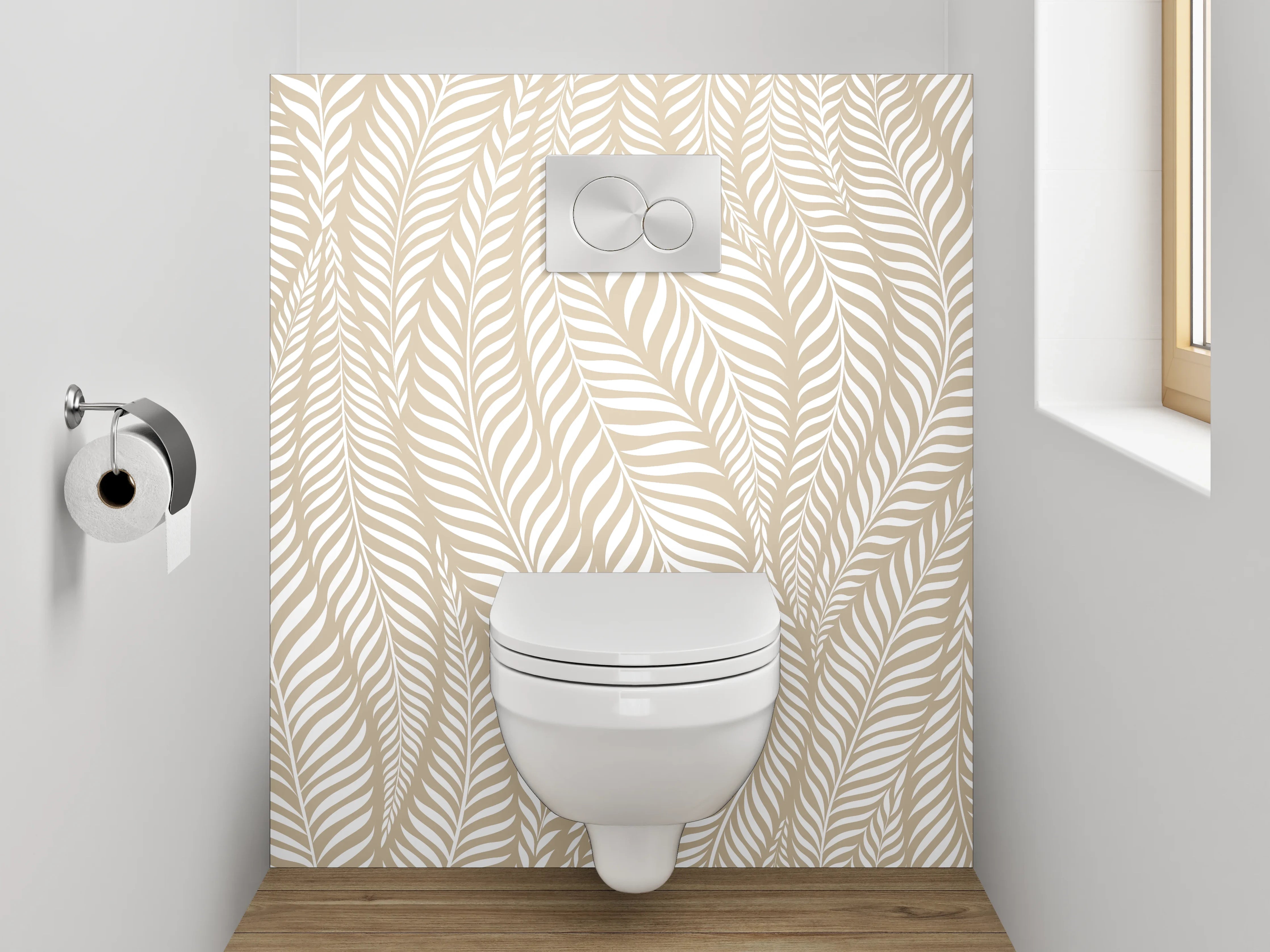 WC-Rückwand - Beige Blätter Design Tapete
