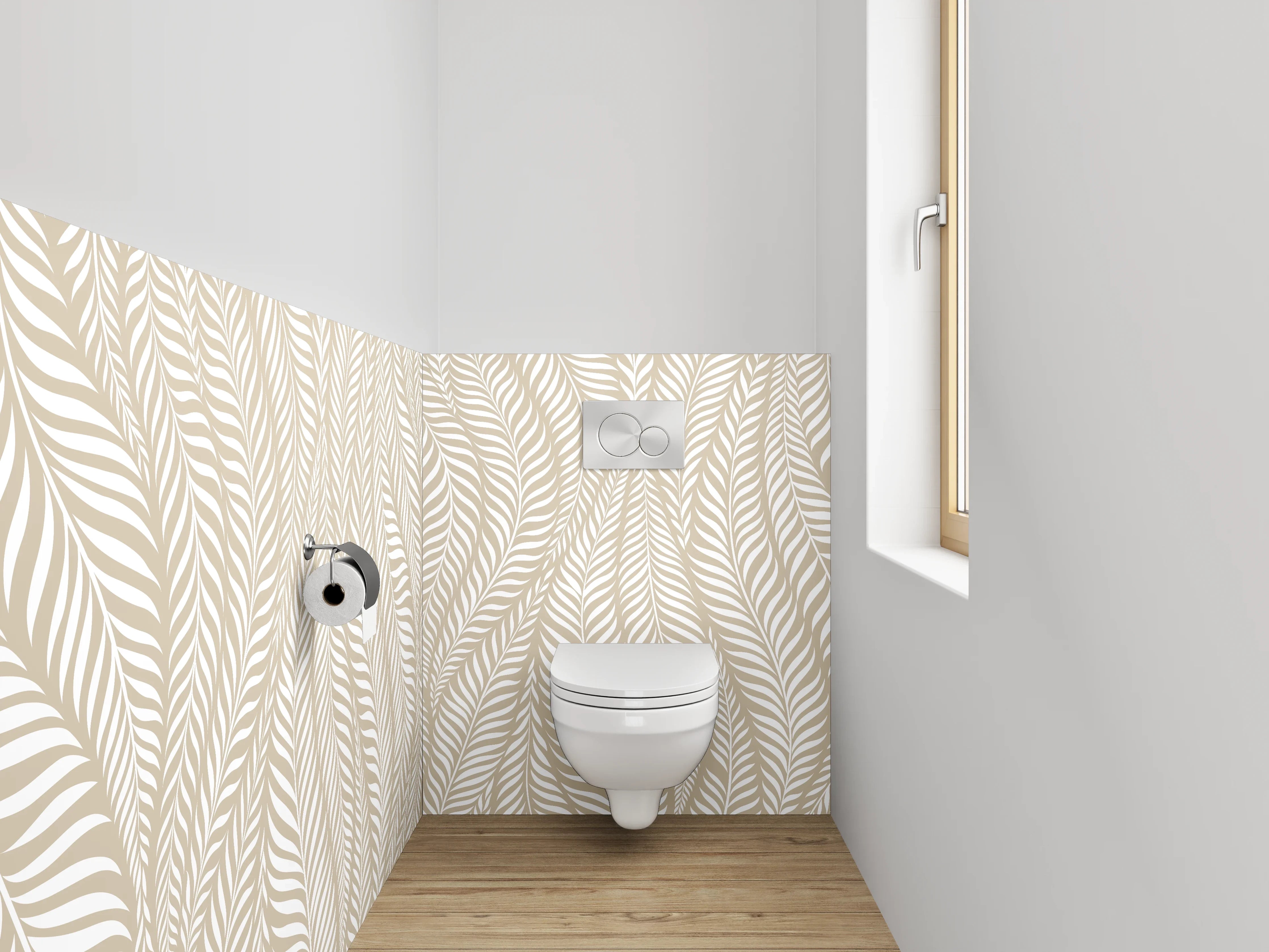 WC-Rückwand - Beige Blätter Design Tapete