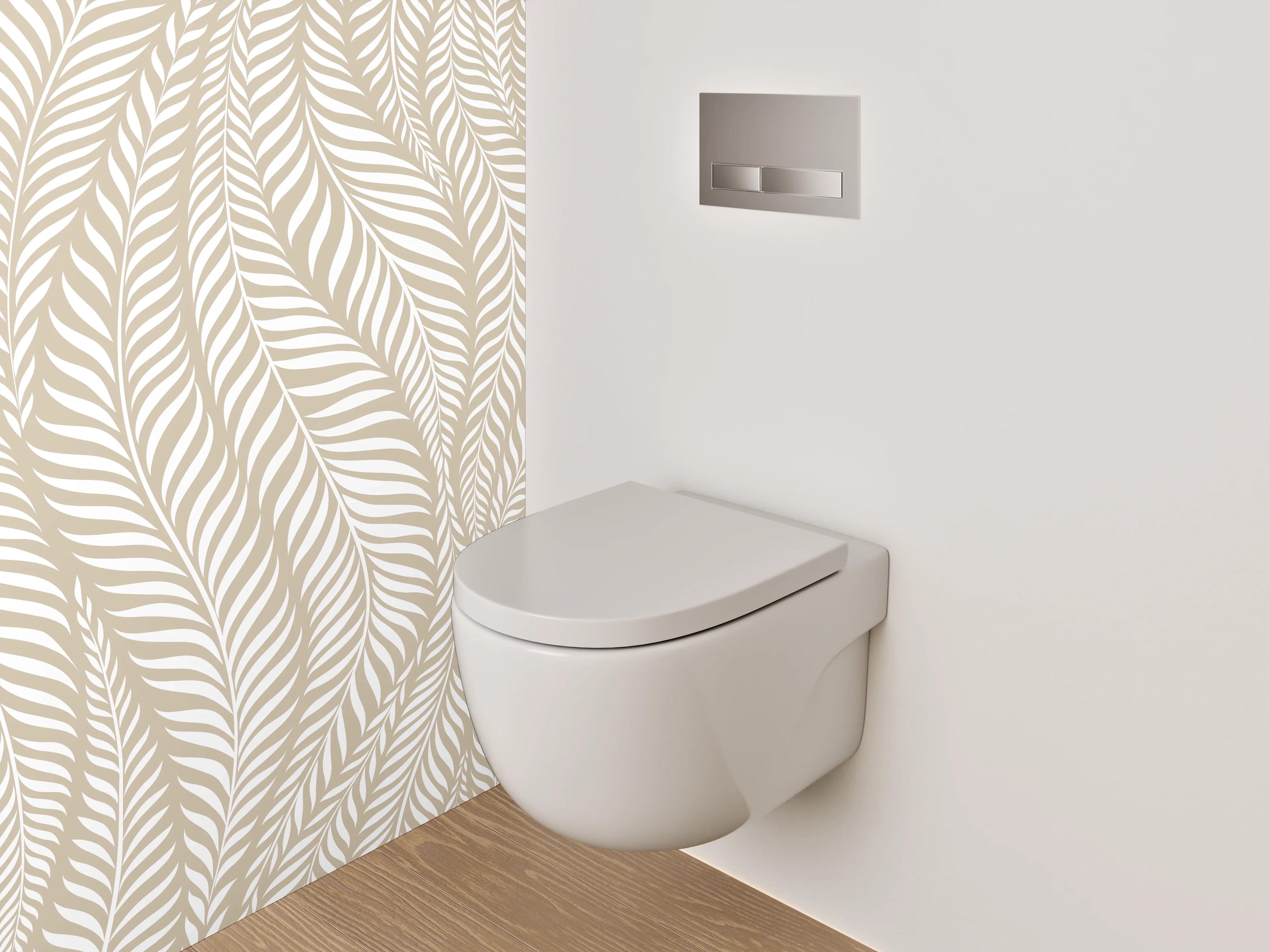 WC-Rückwand - Beige Blätter Design Tapete
