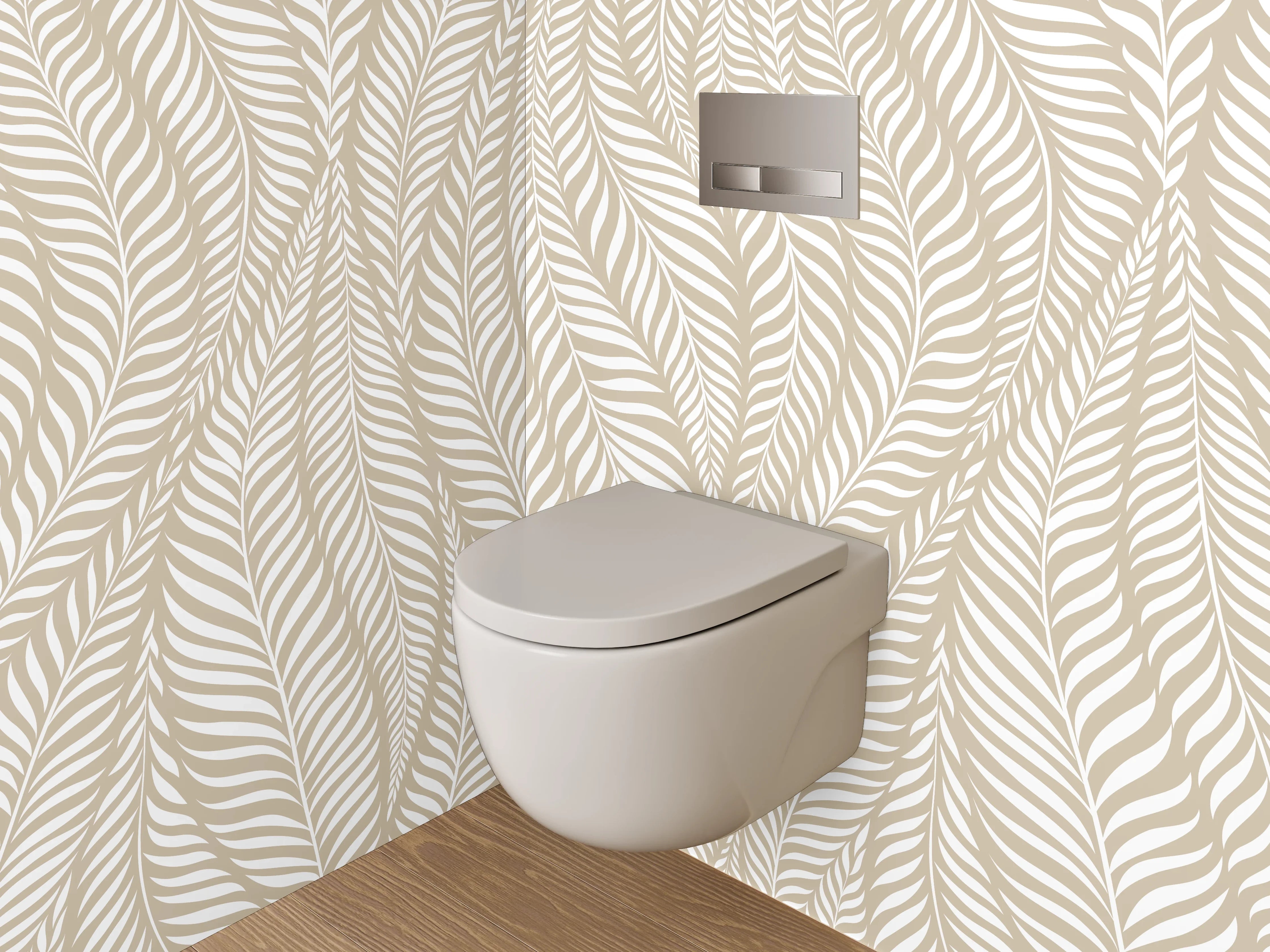 WC-Rückwand - Beige Blätter Design Tapete