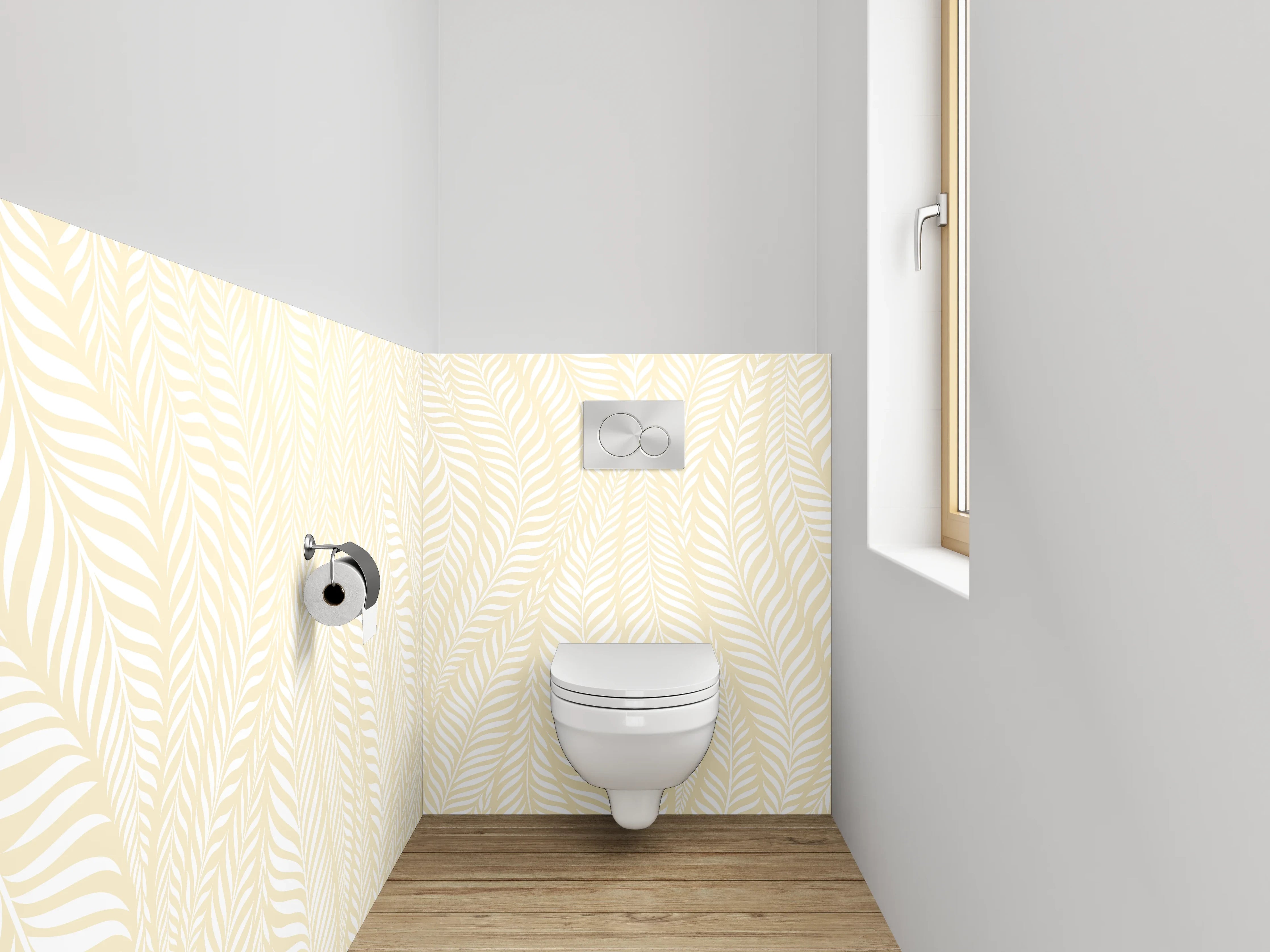 WC-Rückwand - Beige Blätter Muster Tapete
