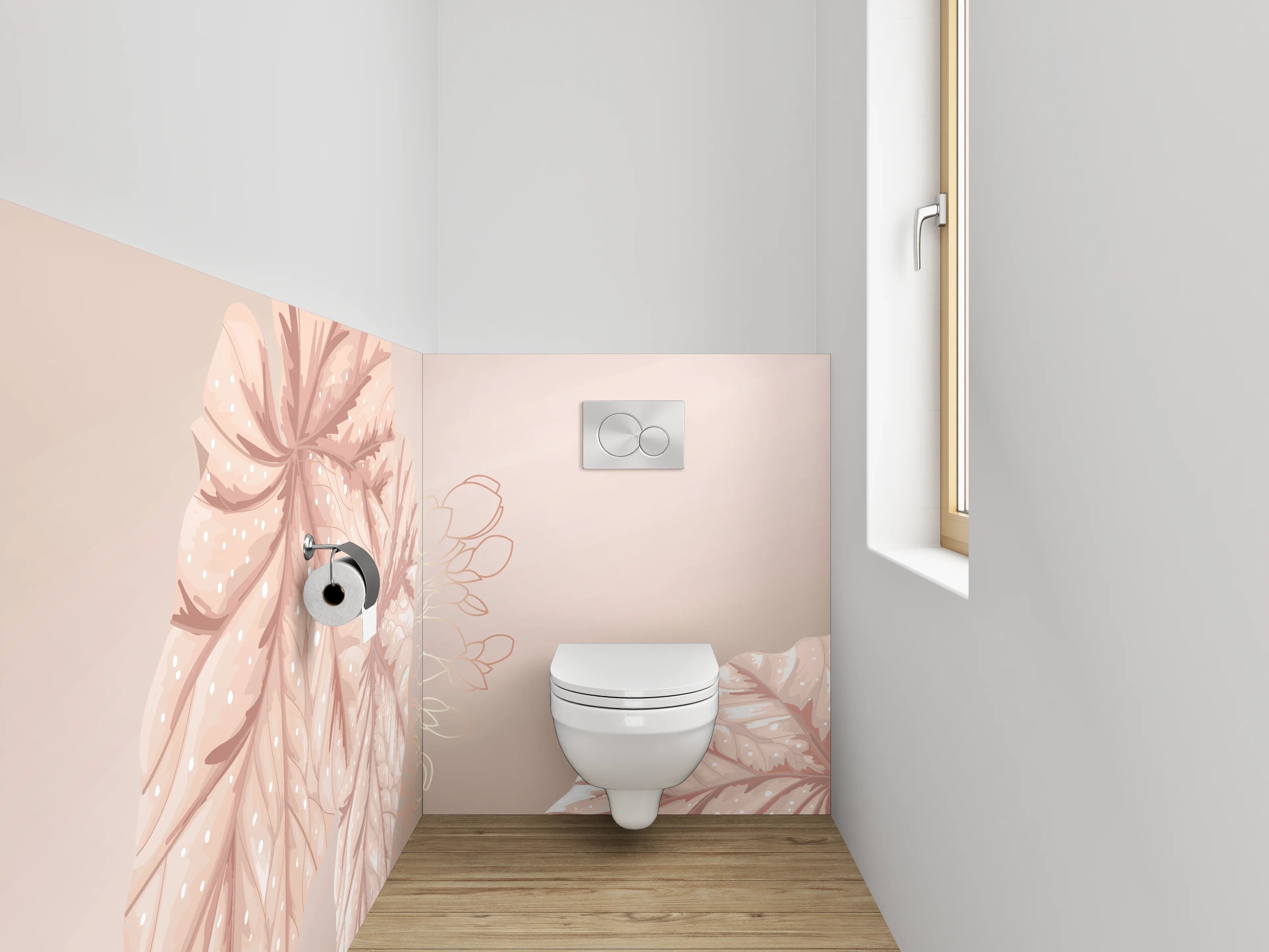 WC-Rückwand - Beige Blatt Illustration dezent