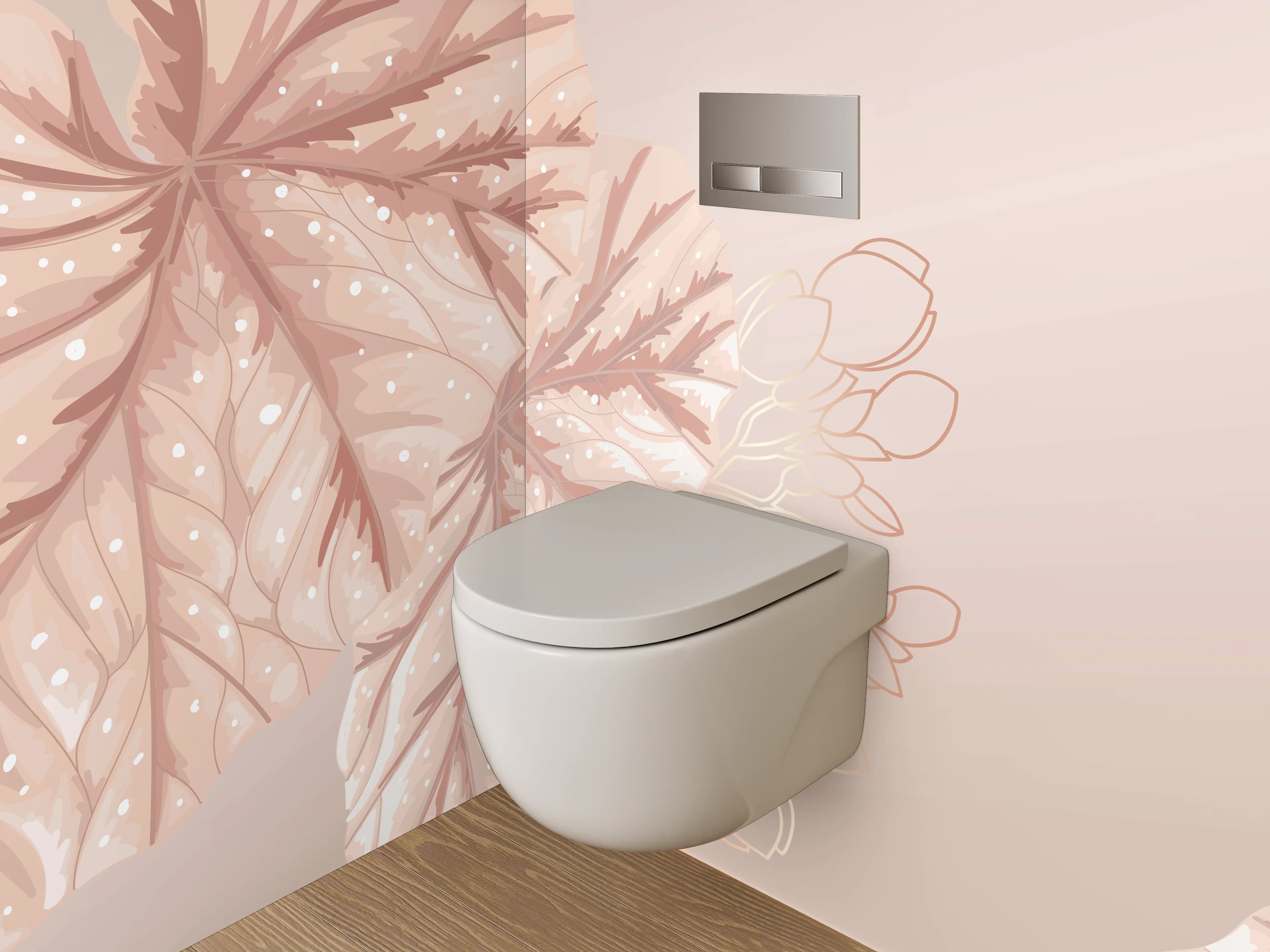 WC-Rückwand - Beige Blatt Illustration dezent