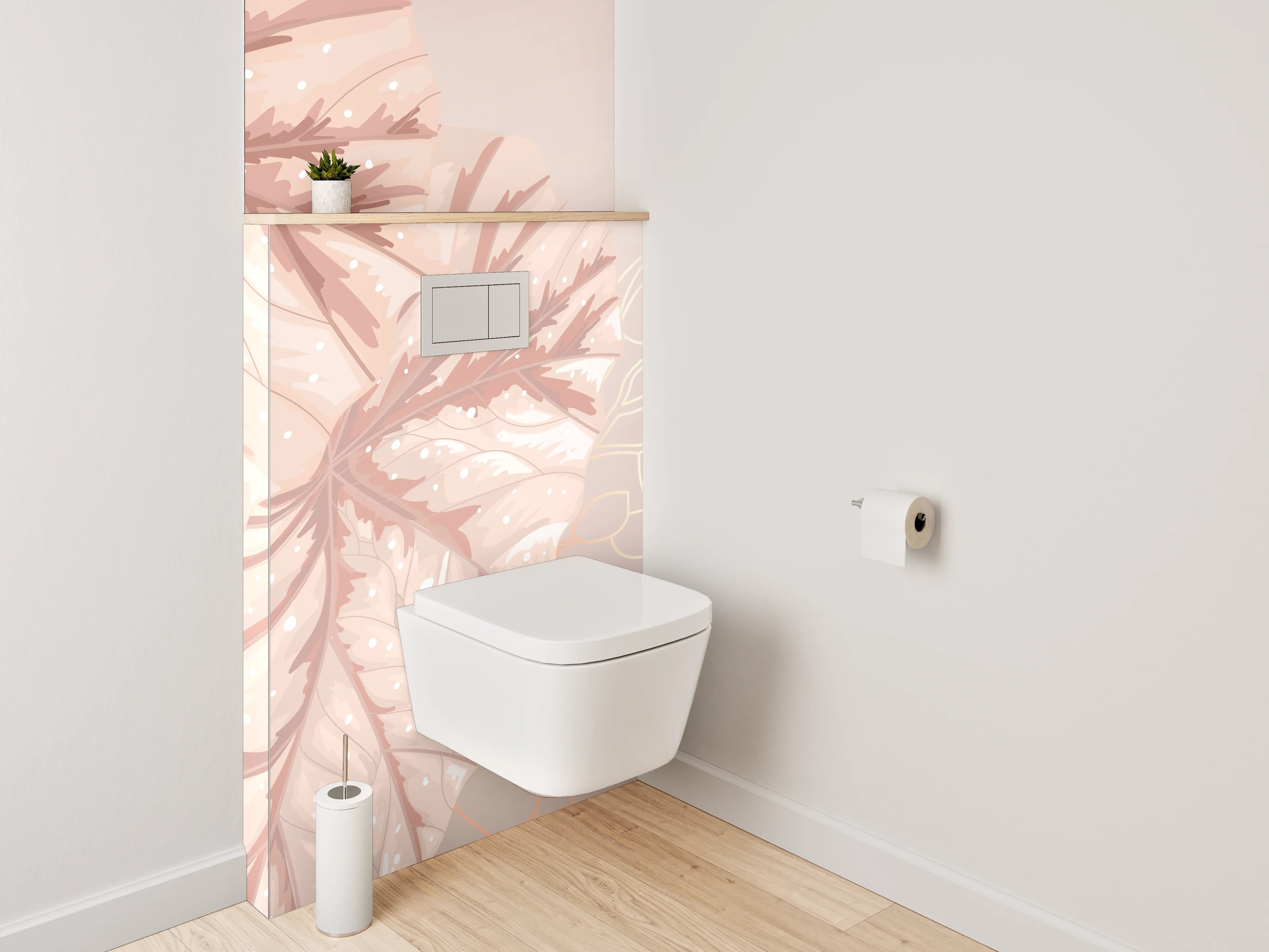WC-Rückwand - Beige Blatt Illustration dezent