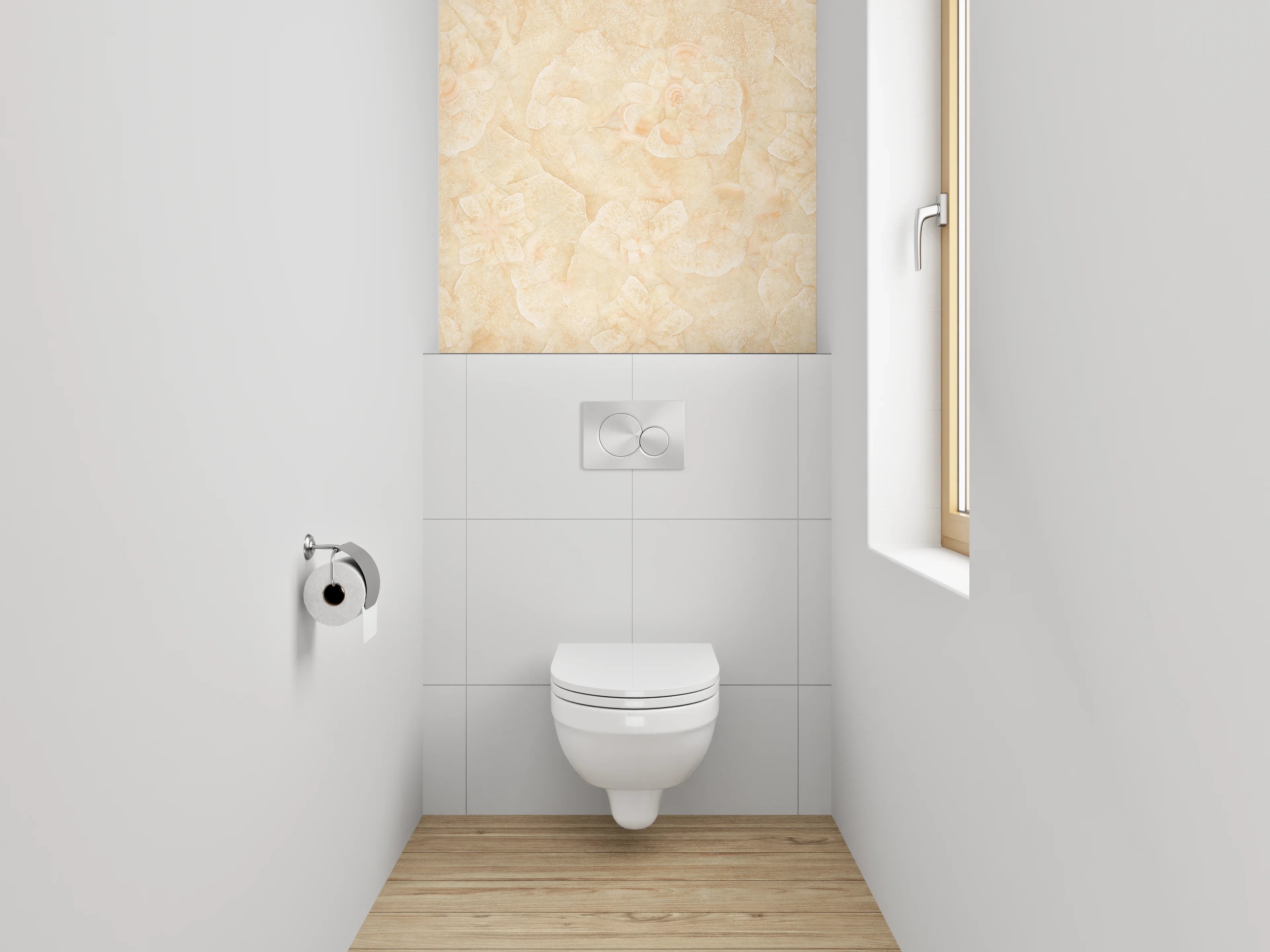WC-Rückwand - Beige Blumenoptik Vintage Muster