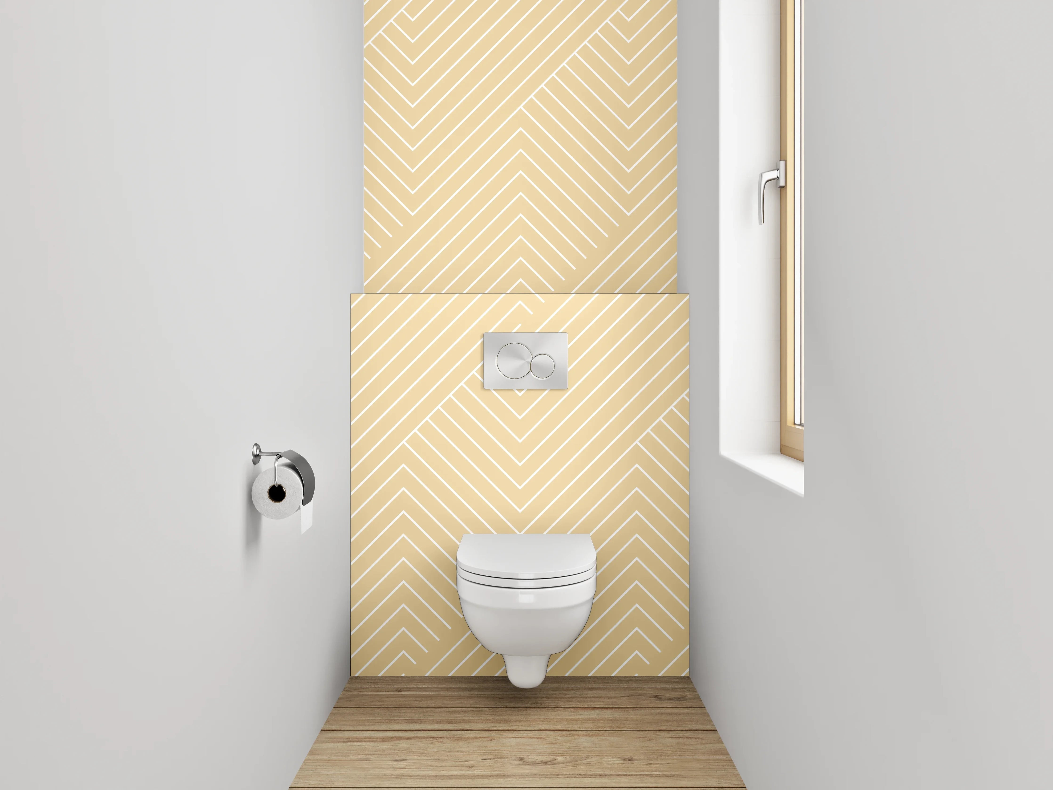 WC-Rückwand - Beige Chevron Muster Tapete