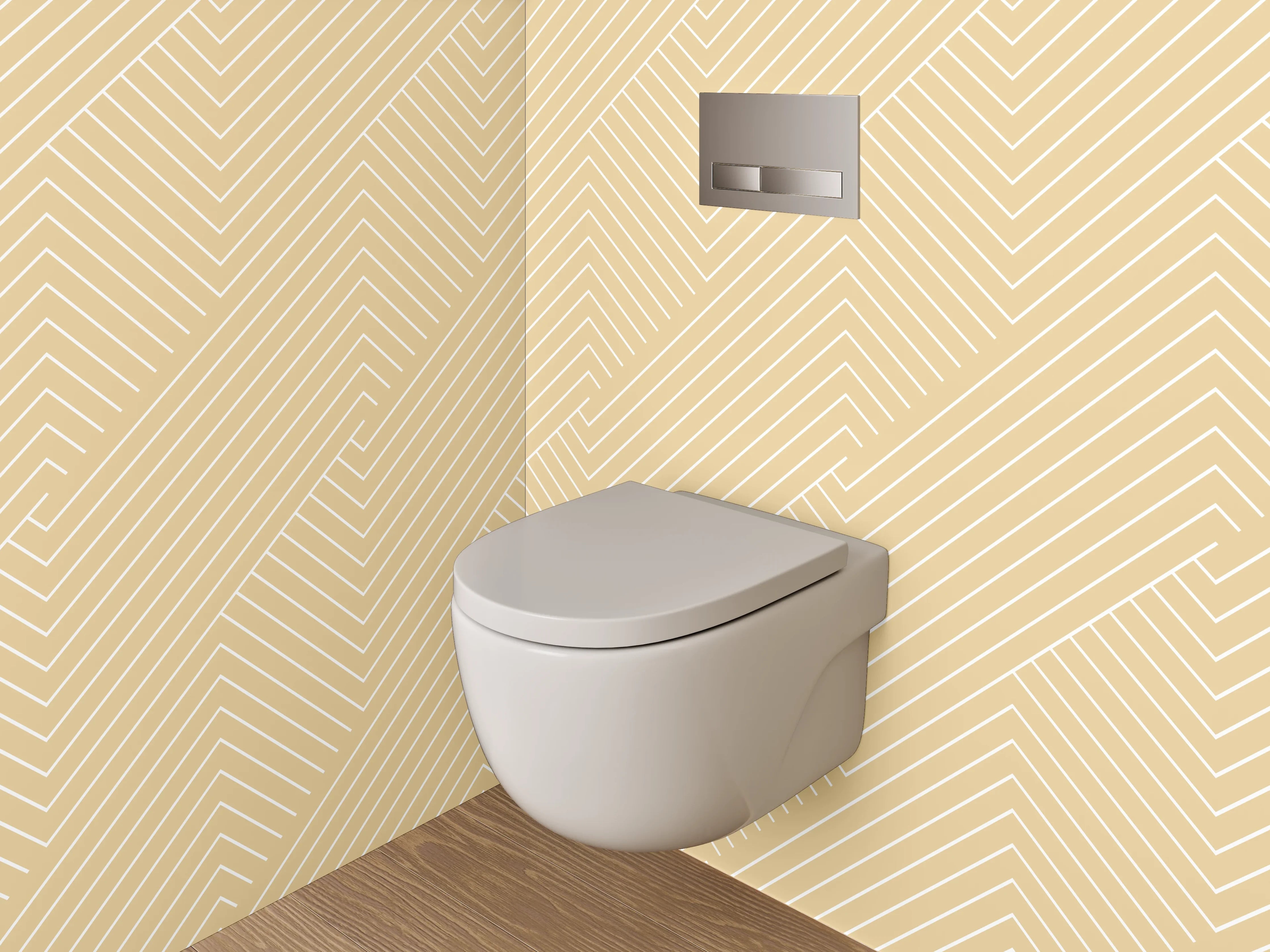 WC-Rückwand - Beige Chevron Muster Tapete