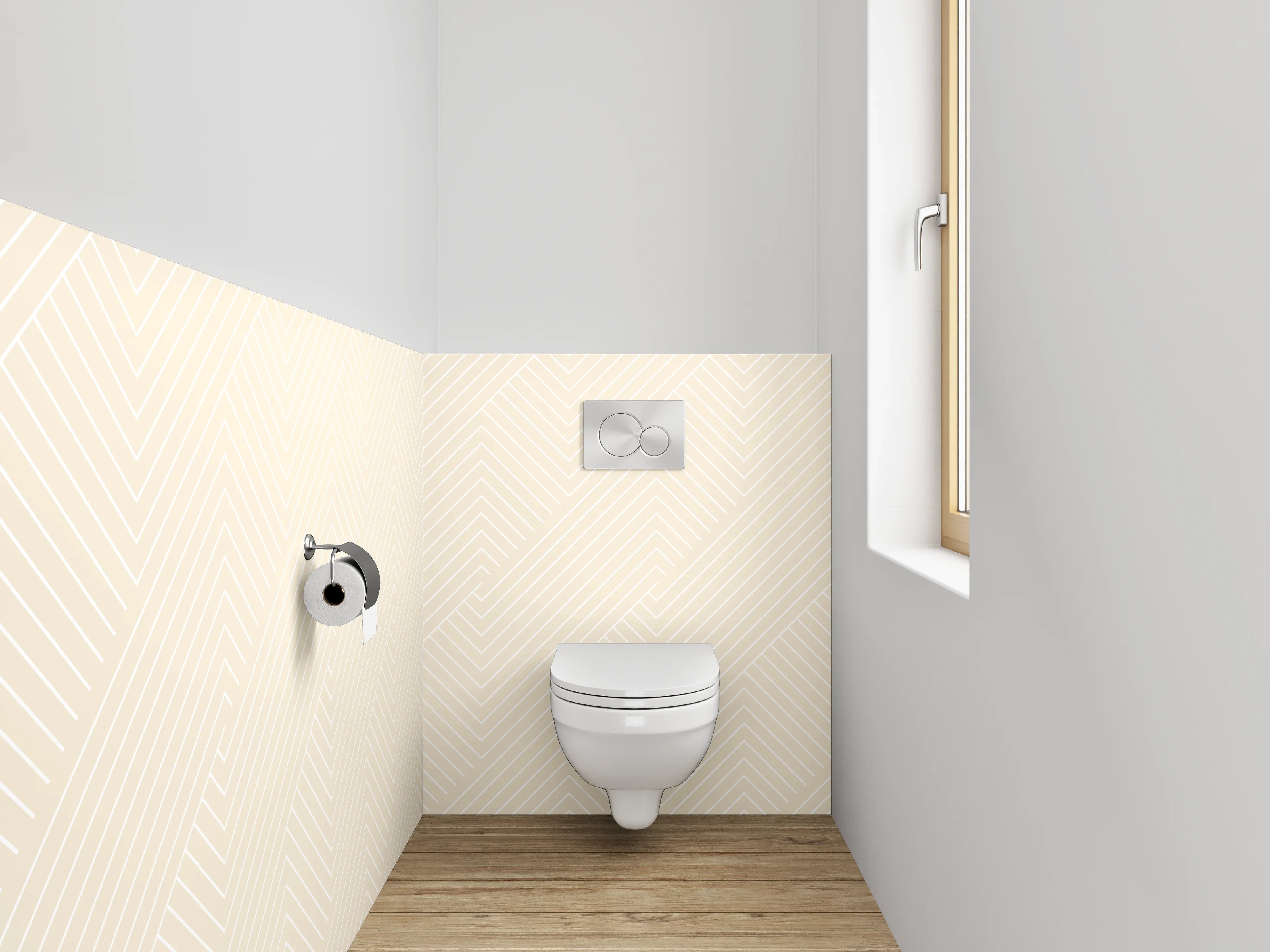 WC-Rückwand - Beige Chevron Tapetenmuster