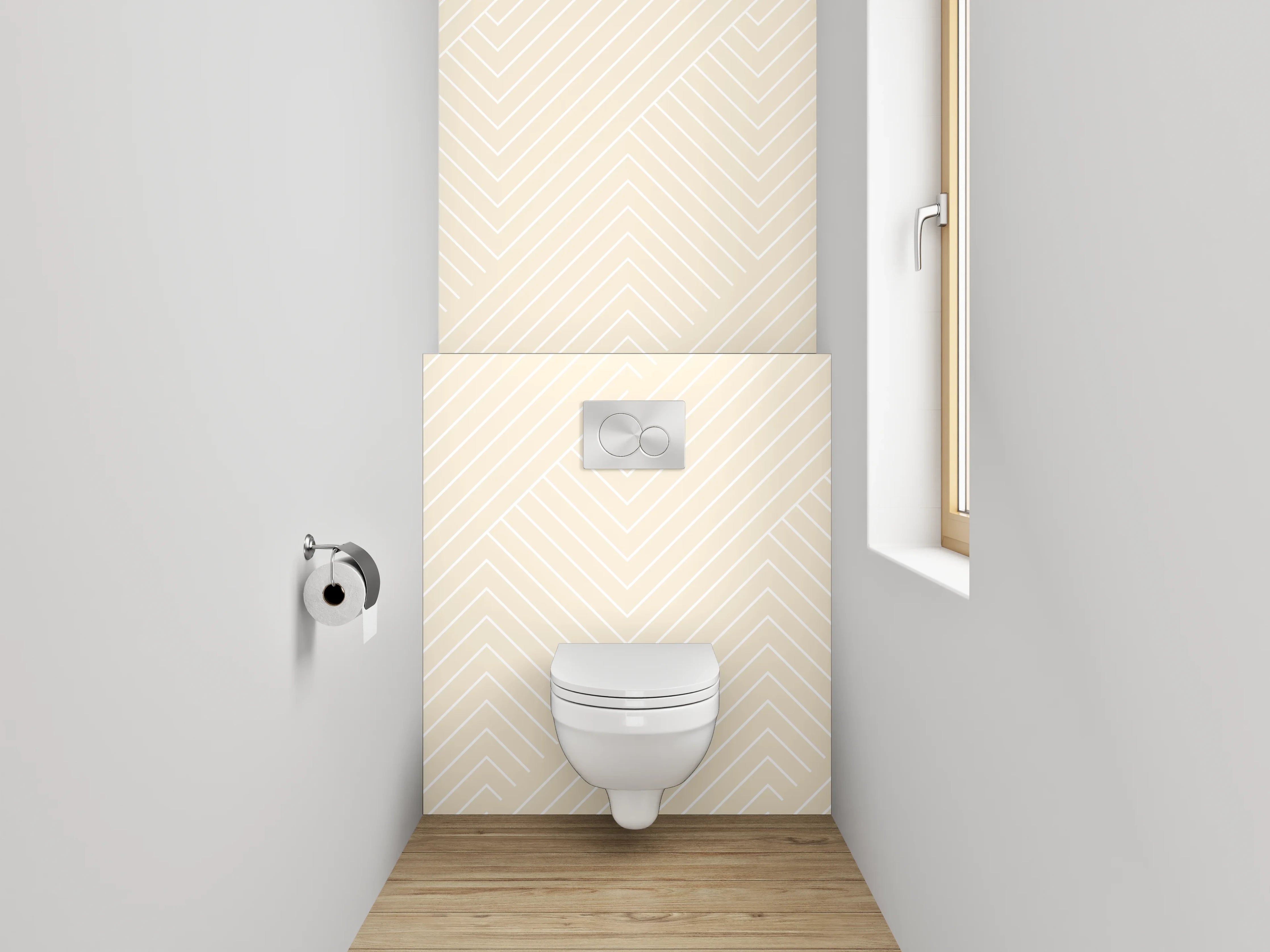 WC-Rückwand - Beige Chevron Tapetenmuster