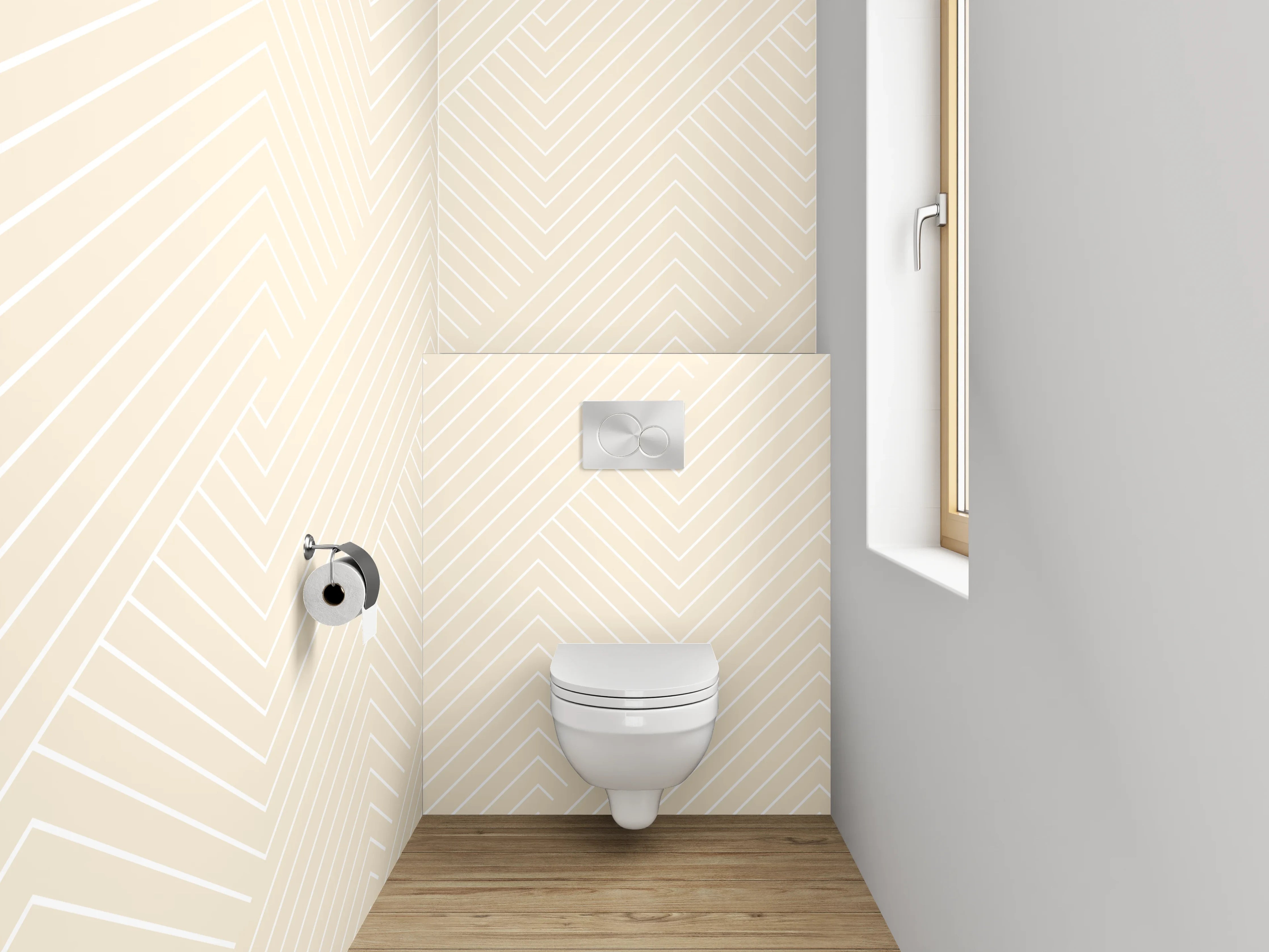 WC-Rückwand - Beige Chevron Tapetenmuster