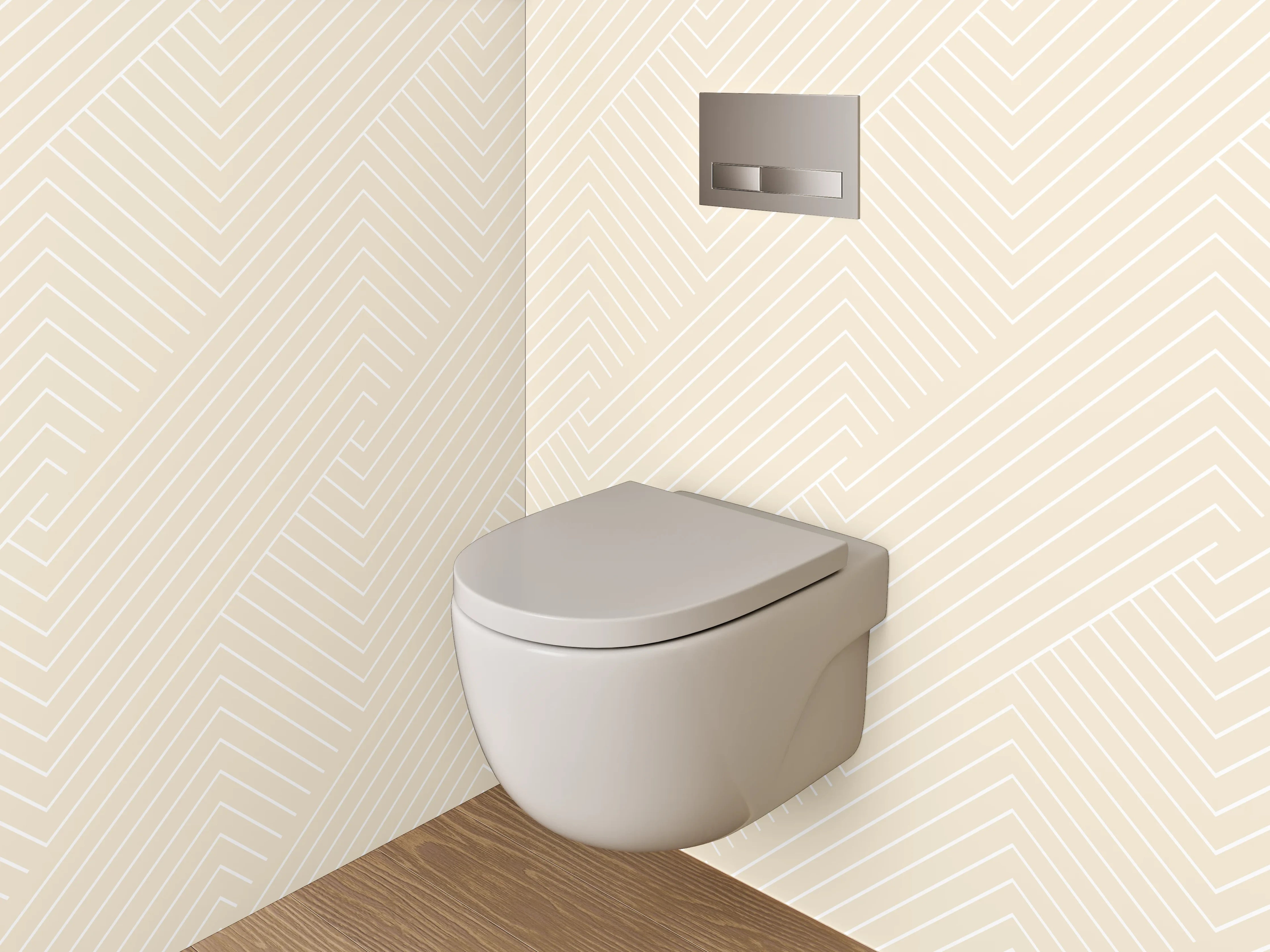 WC-Rückwand - Beige Chevron Tapetenmuster