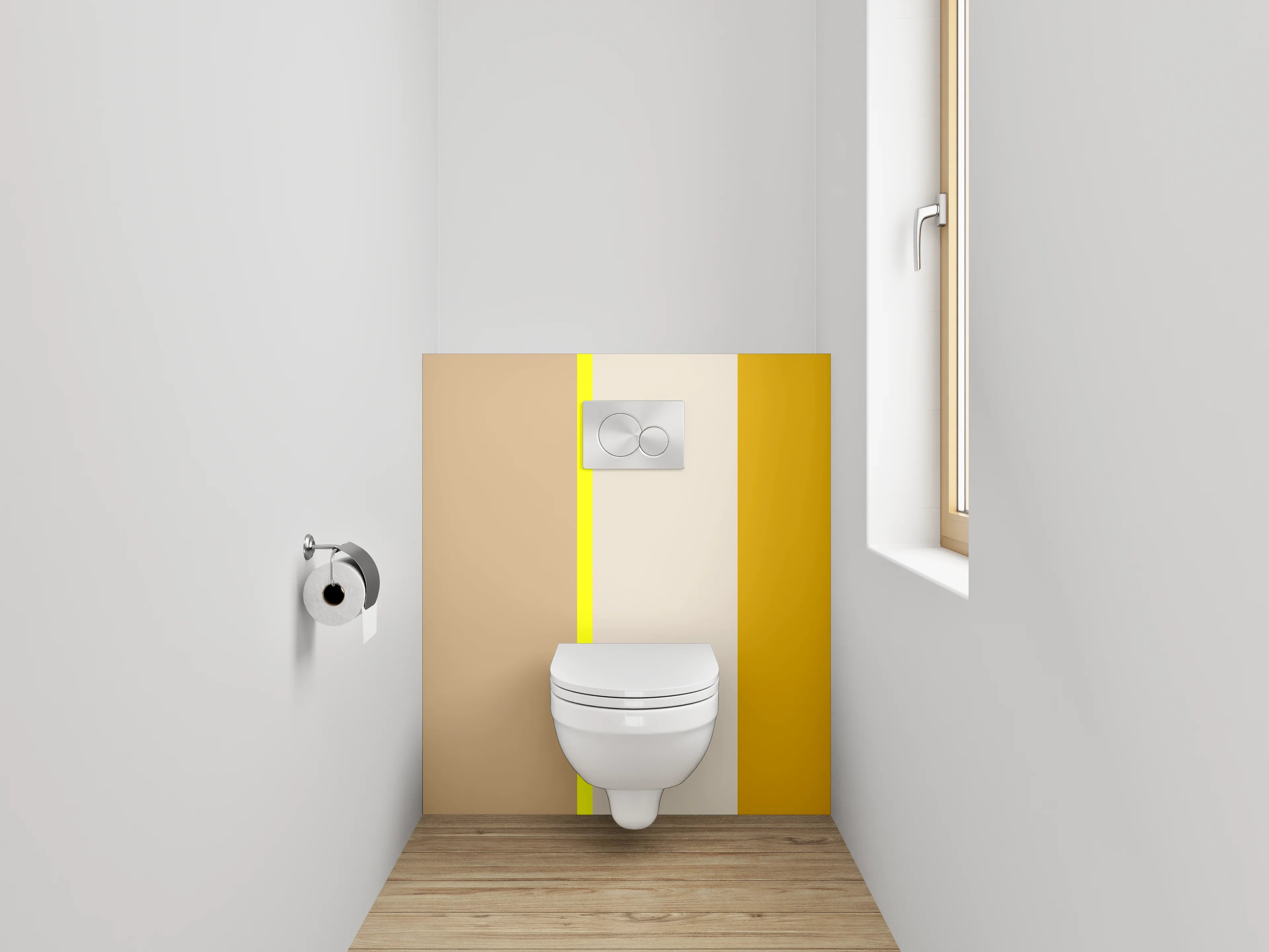 WC-Rückwand - Beige Gelb Braun Streifen Design
