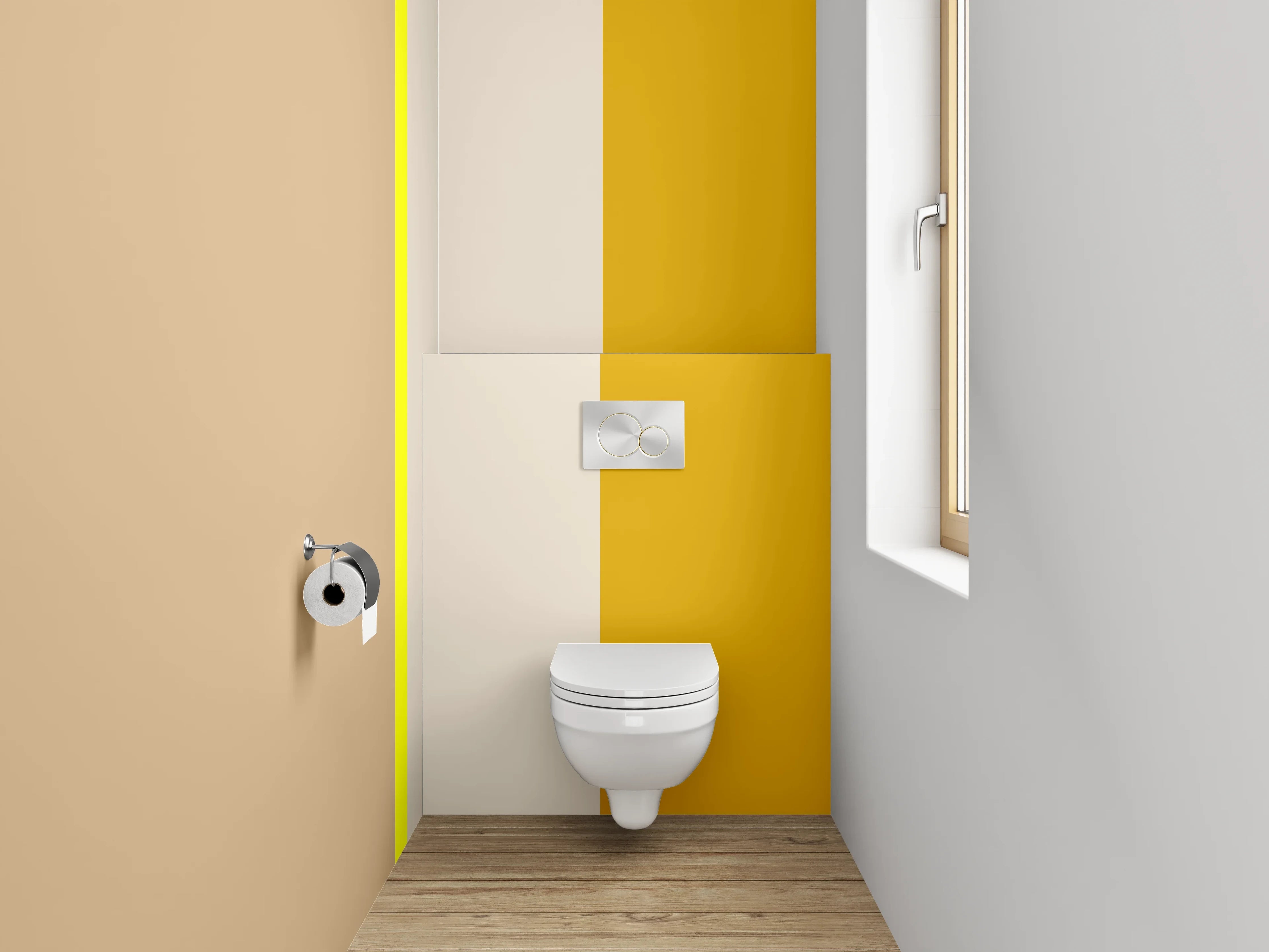 WC-Rückwand - Beige Gelb Braun Streifen Design