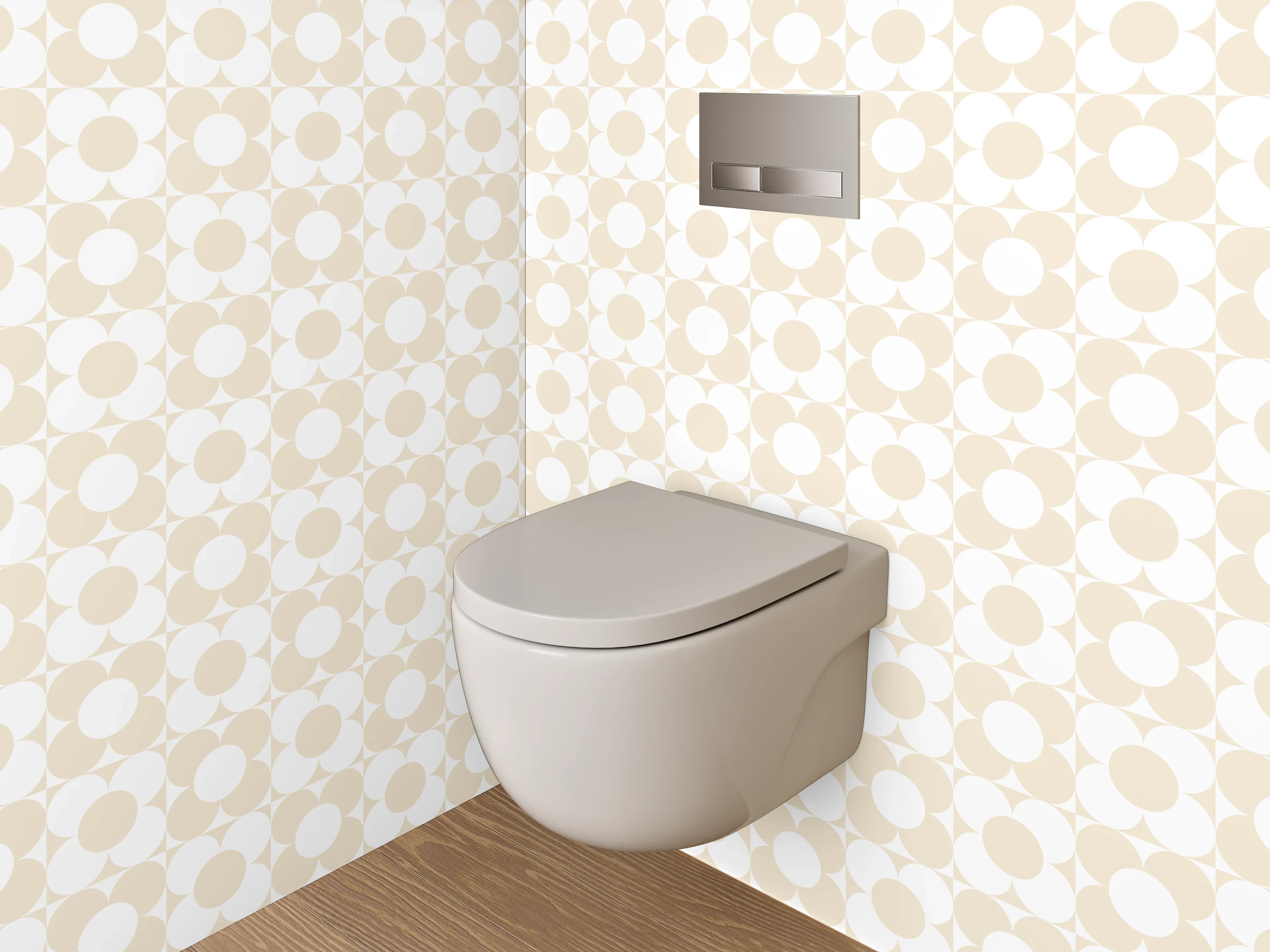 WC-Rückwand - Beige Kreismuster Retro-Look