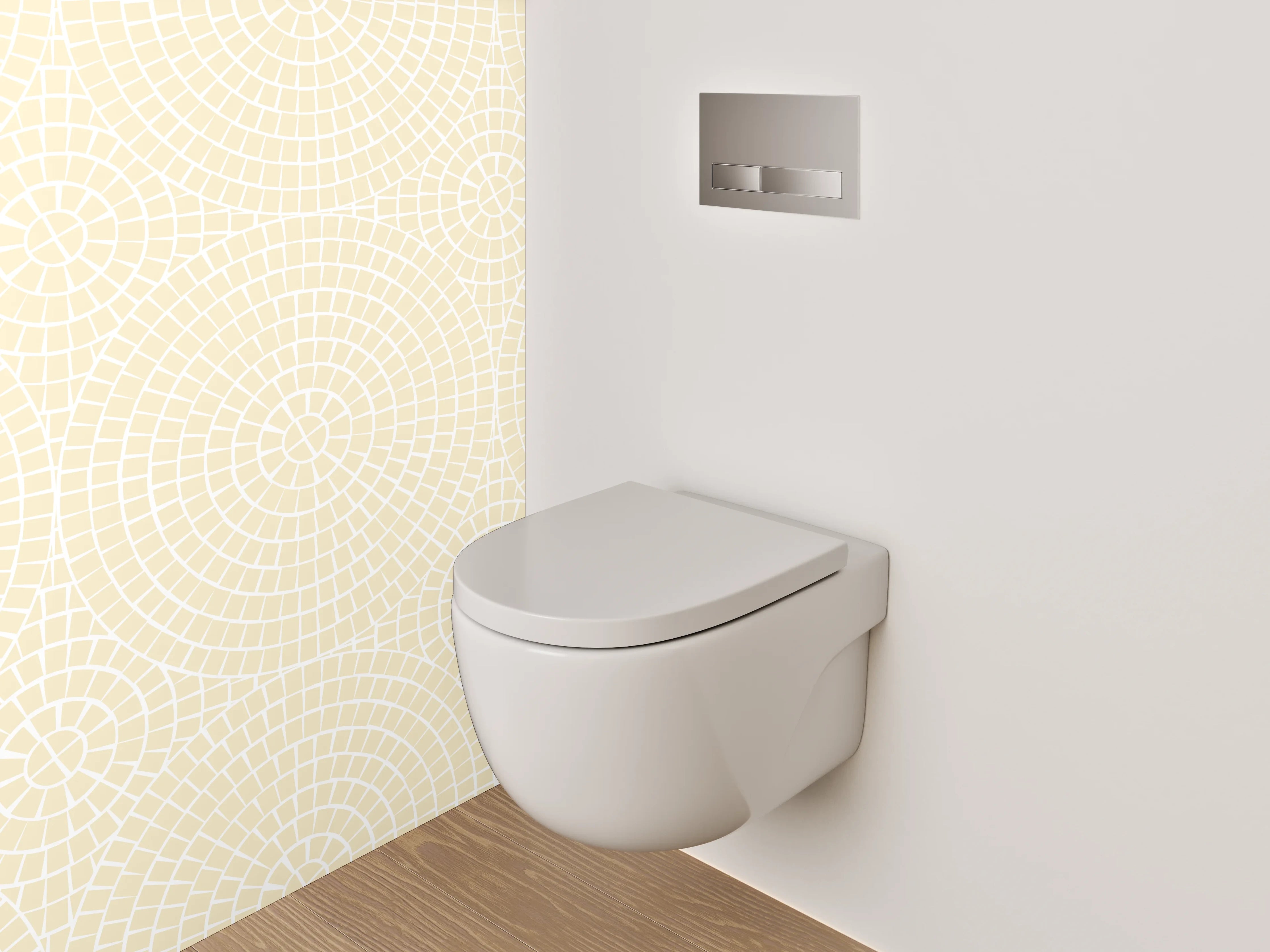 WC-Rückwand - Beige Kreismuster Retro Tapete