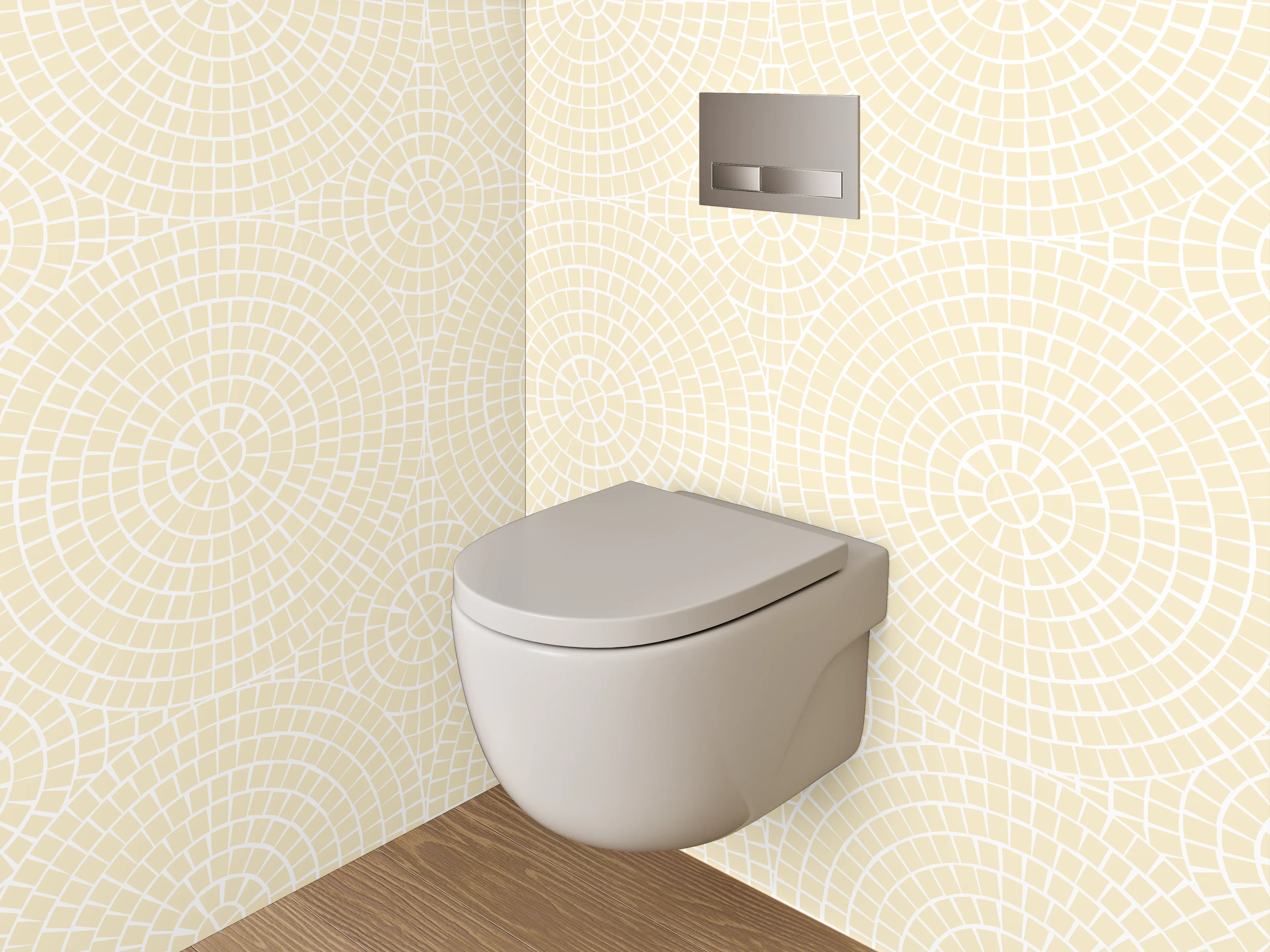 WC-Rückwand - Beige Kreismuster Retro Tapete