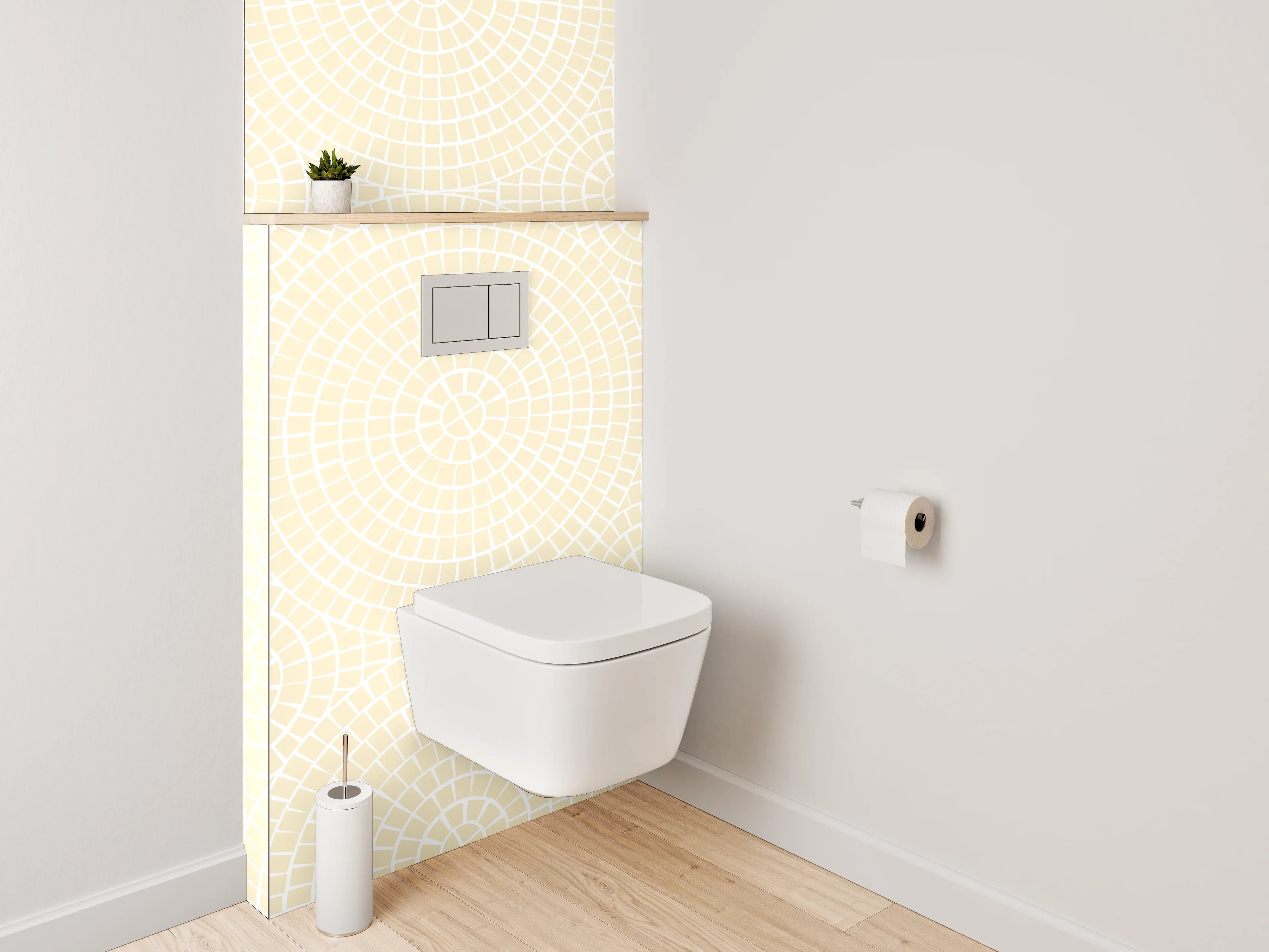 WC-Rückwand - Beige Kreismuster Retro Tapete