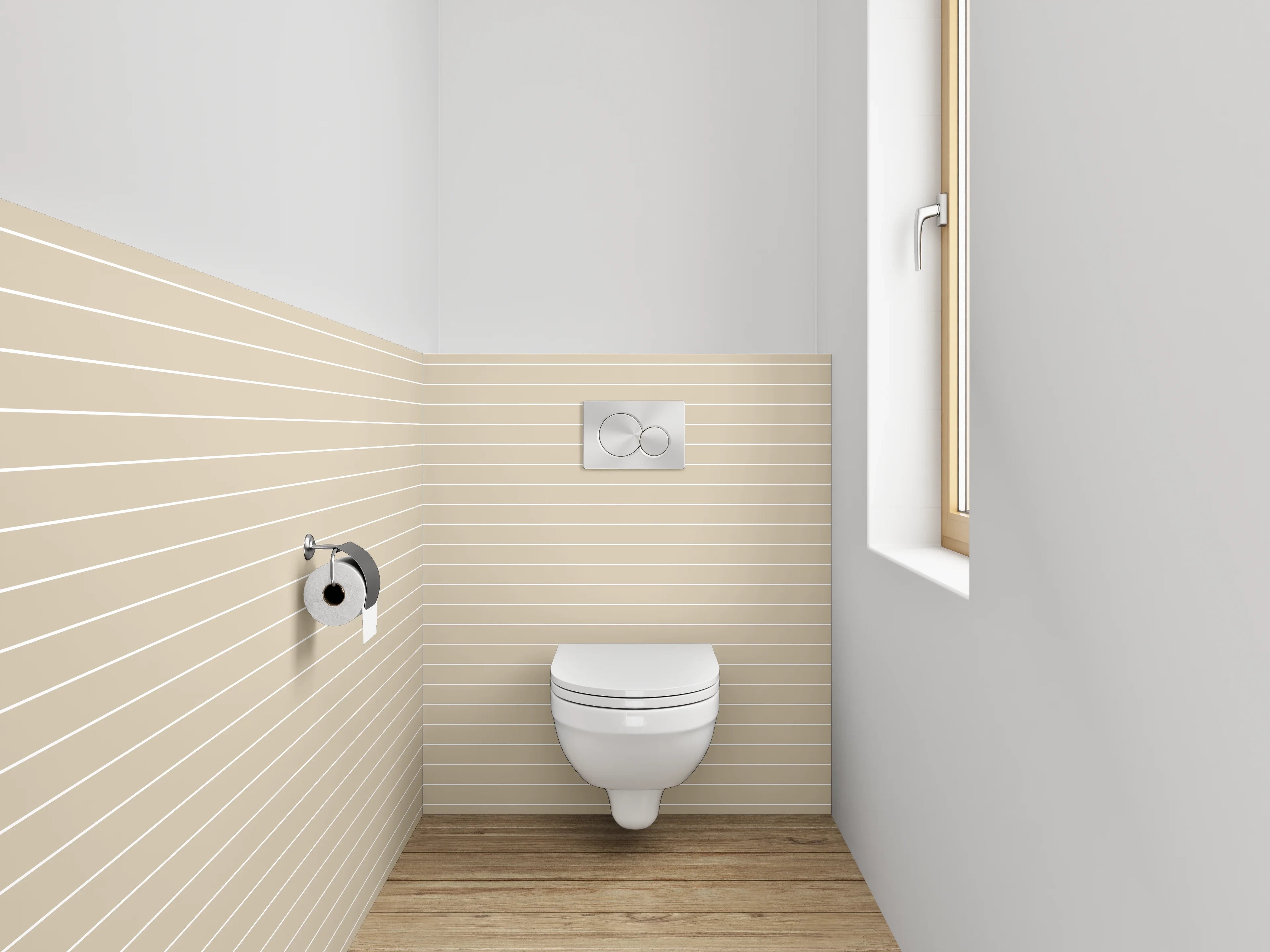 WC-Rückwand - Beige Linien-Muster minimalistisch