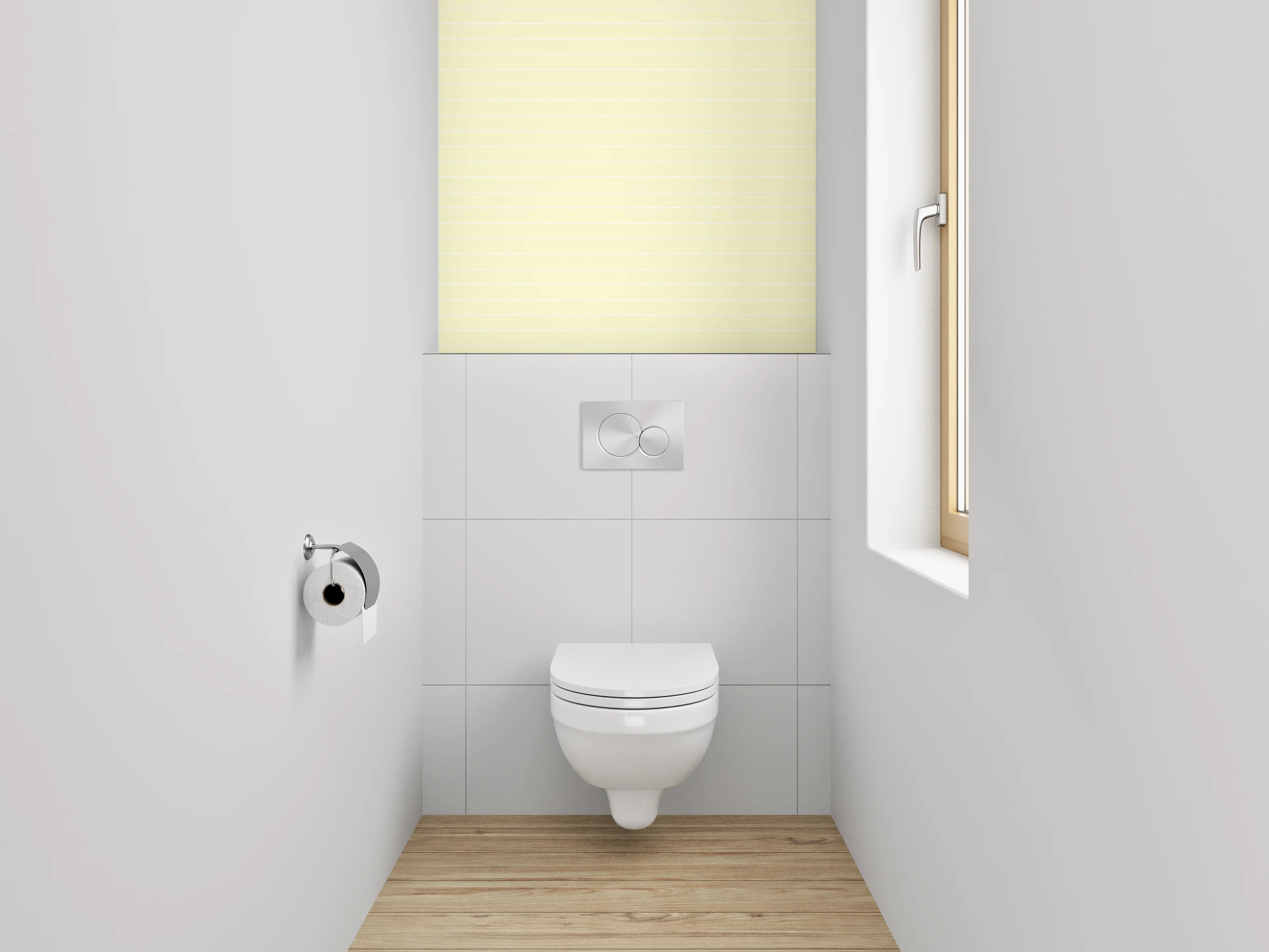WC-Rückwand - Beige Linienmuster auf hellgelbem Grund