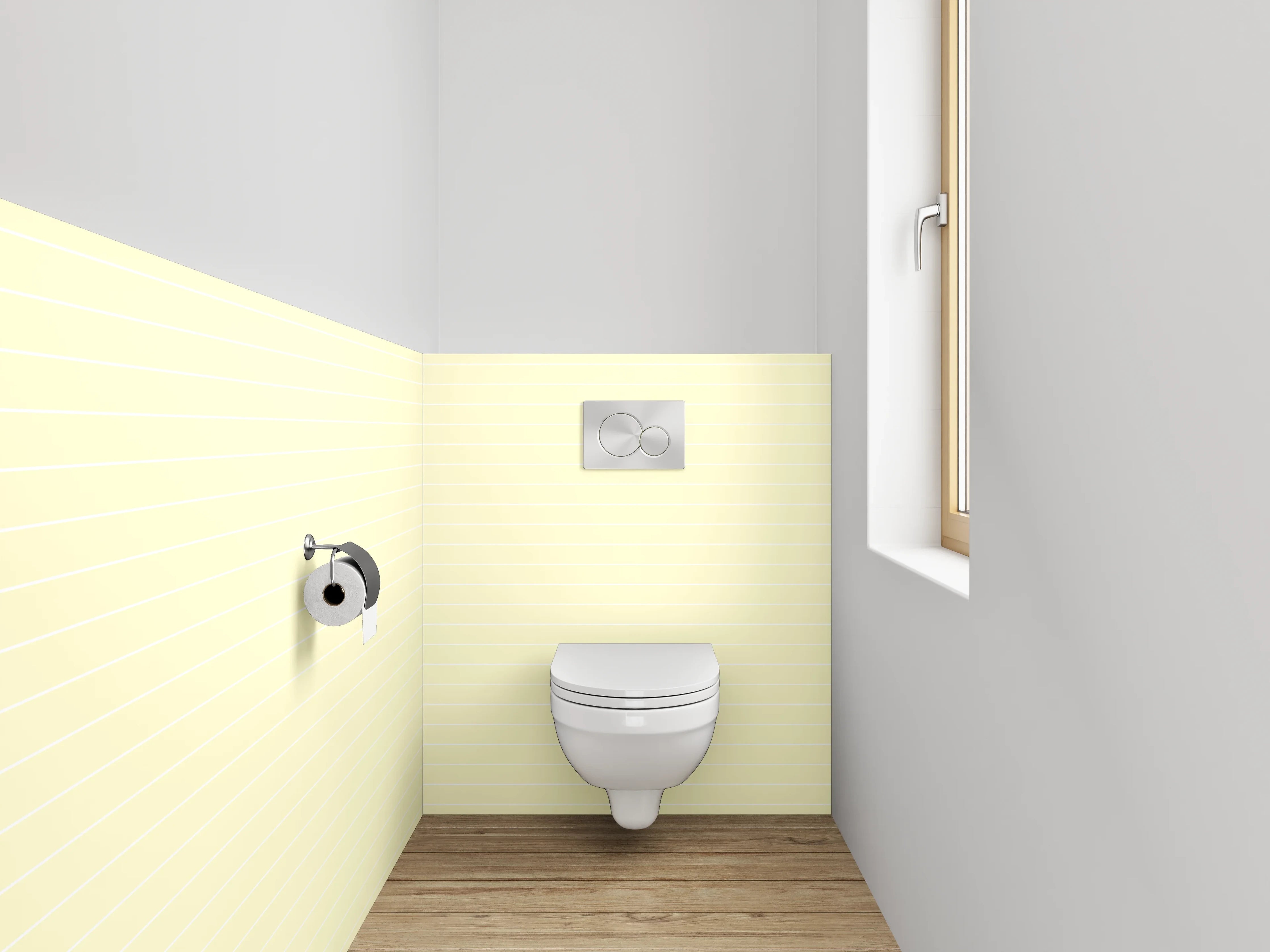 WC-Rückwand - Beige Linienmuster auf hellgelbem Grund