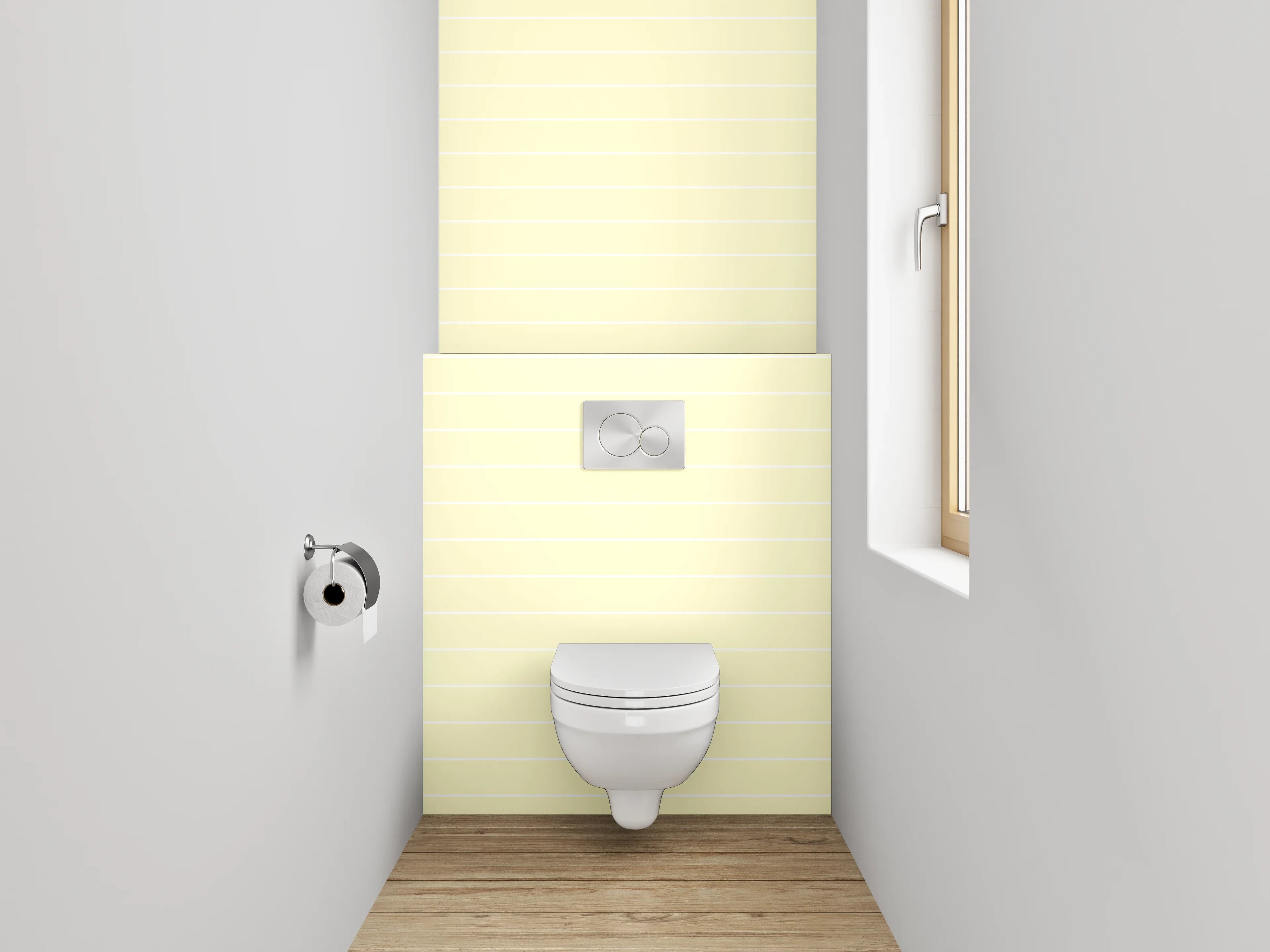 WC-Rückwand - Beige Linienmuster auf hellgelbem Grund