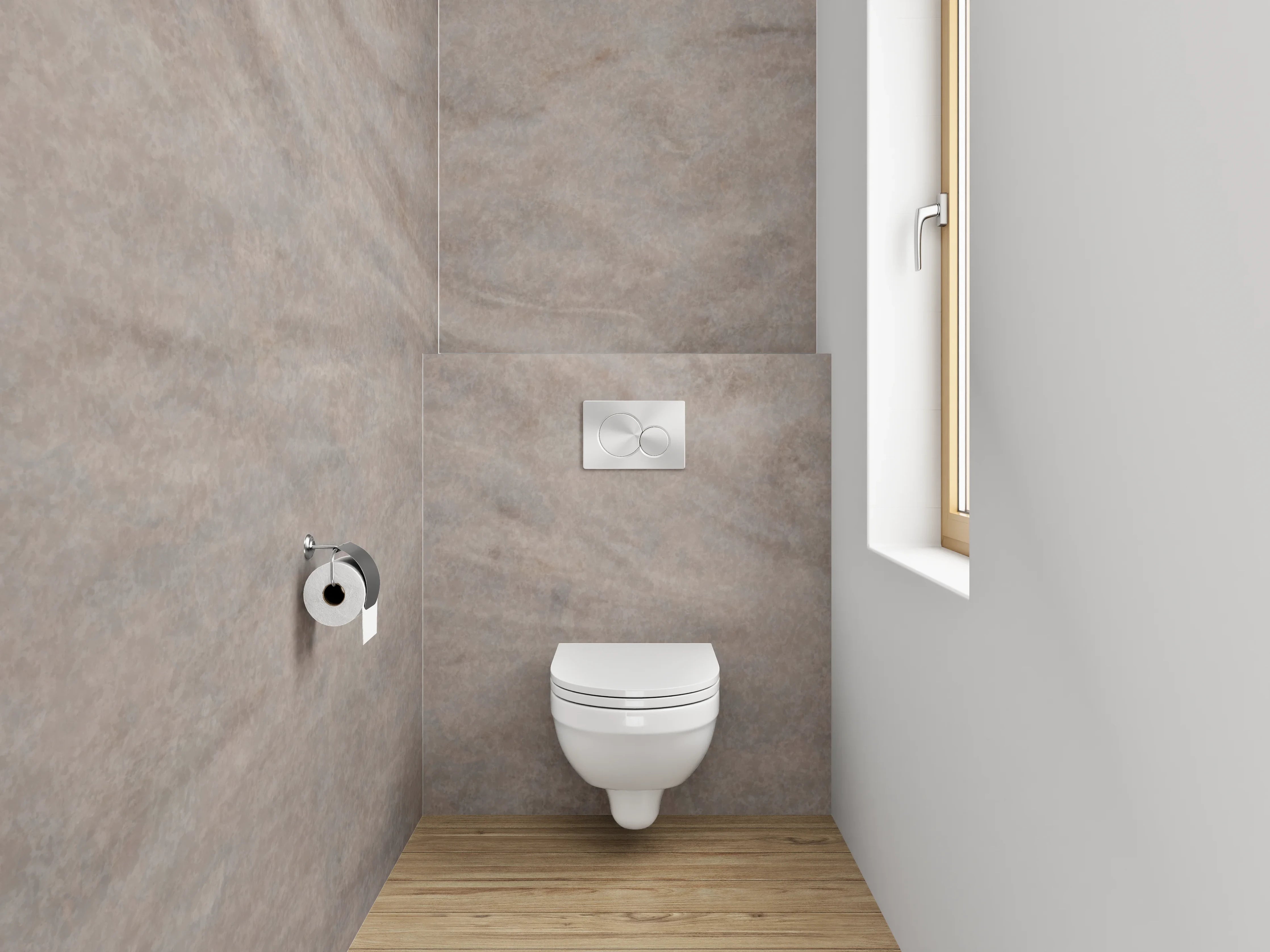 WC-Rückwand - Beige Marmor-Textur mit feiner Struktur