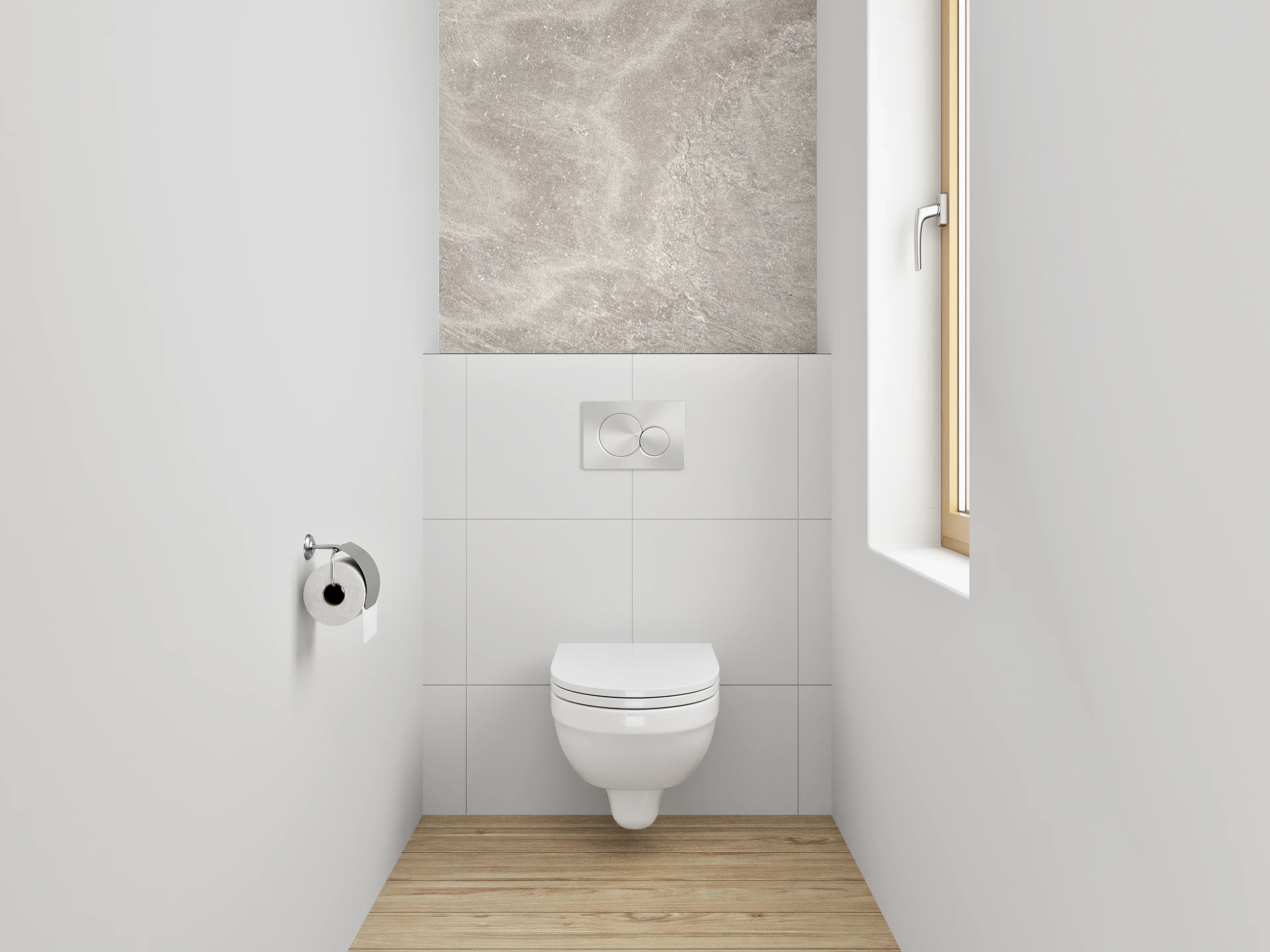 WC-Rückwand - Beige Marmor-Textur mit grauen Nuancen
