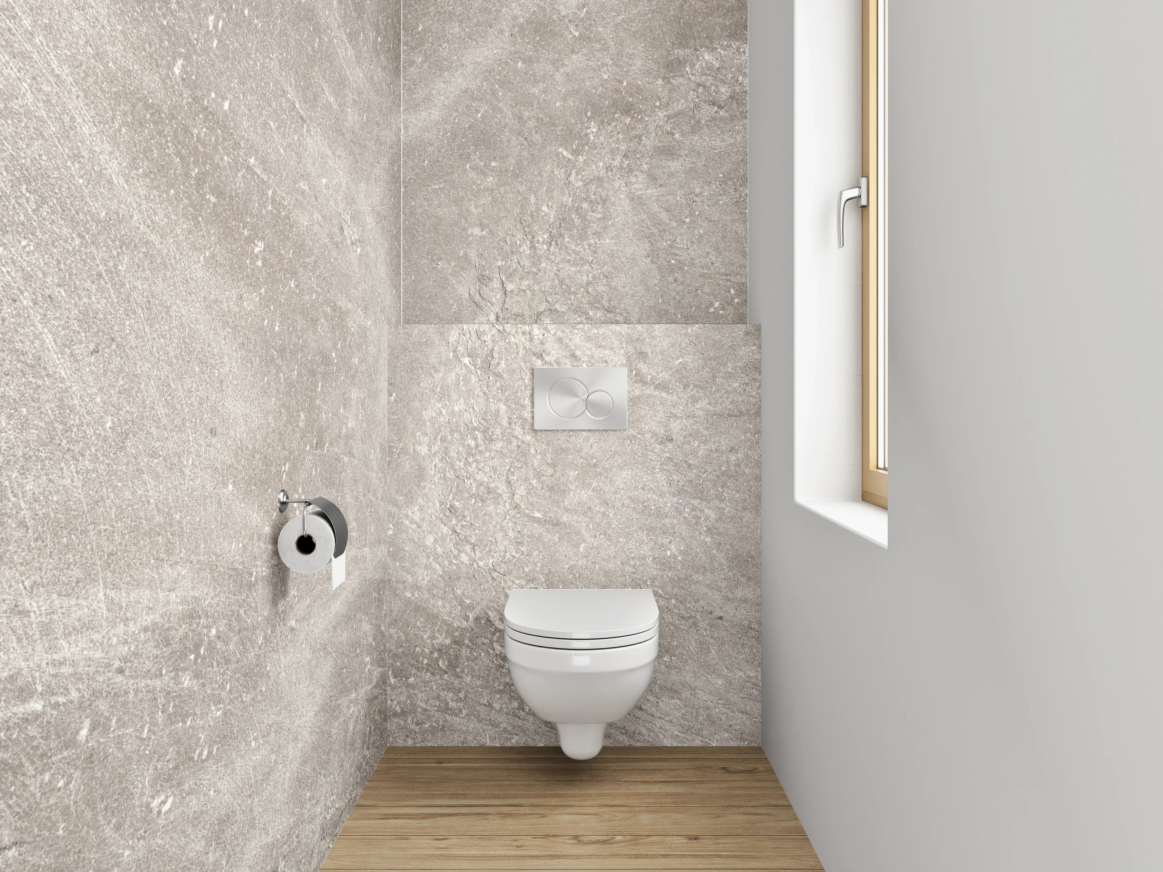 WC-Rückwand - Beige Marmor-Textur mit grauen Nuancen